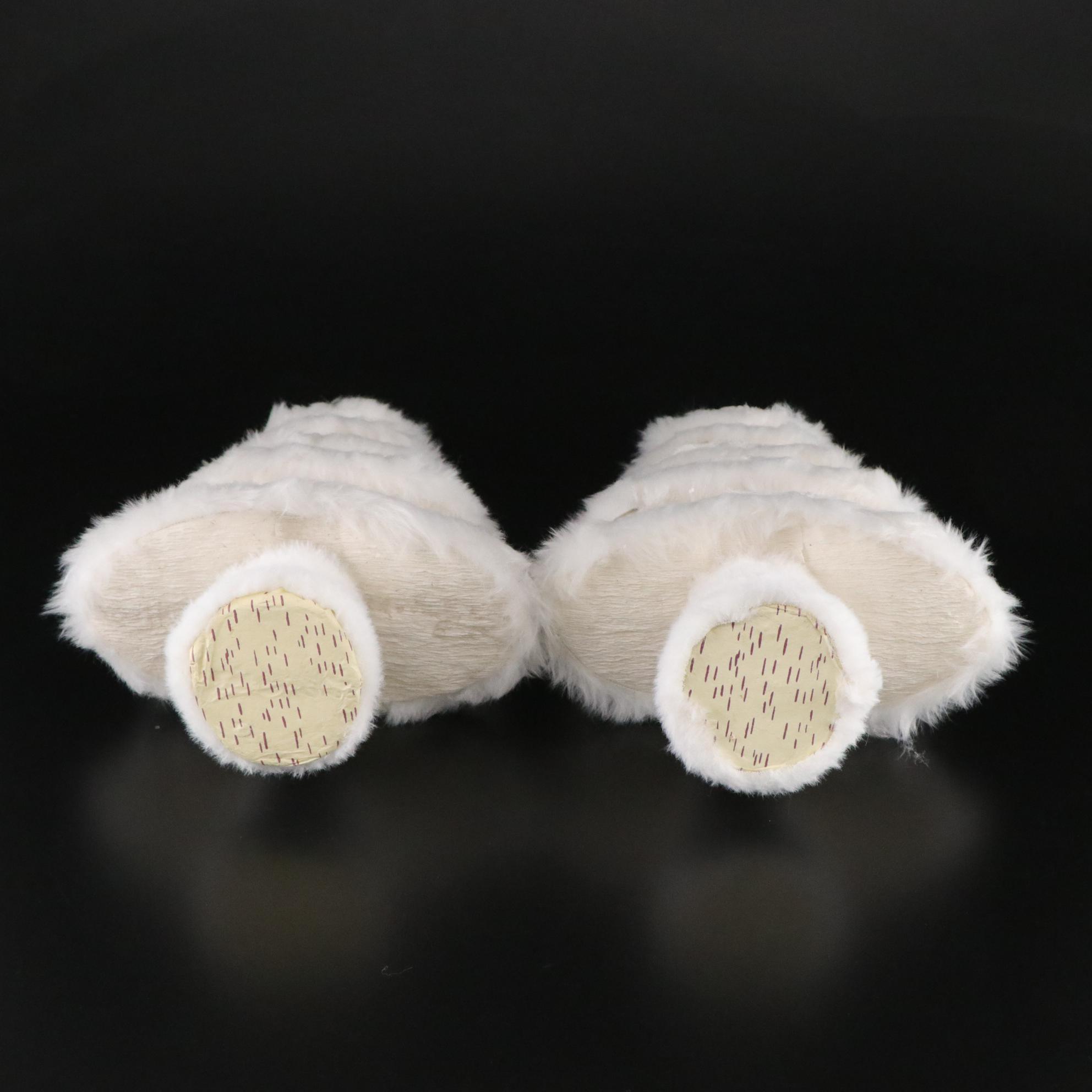 Frosted White Fluffy Christmas Trees with Ornamental Iridescent Glass Bundles