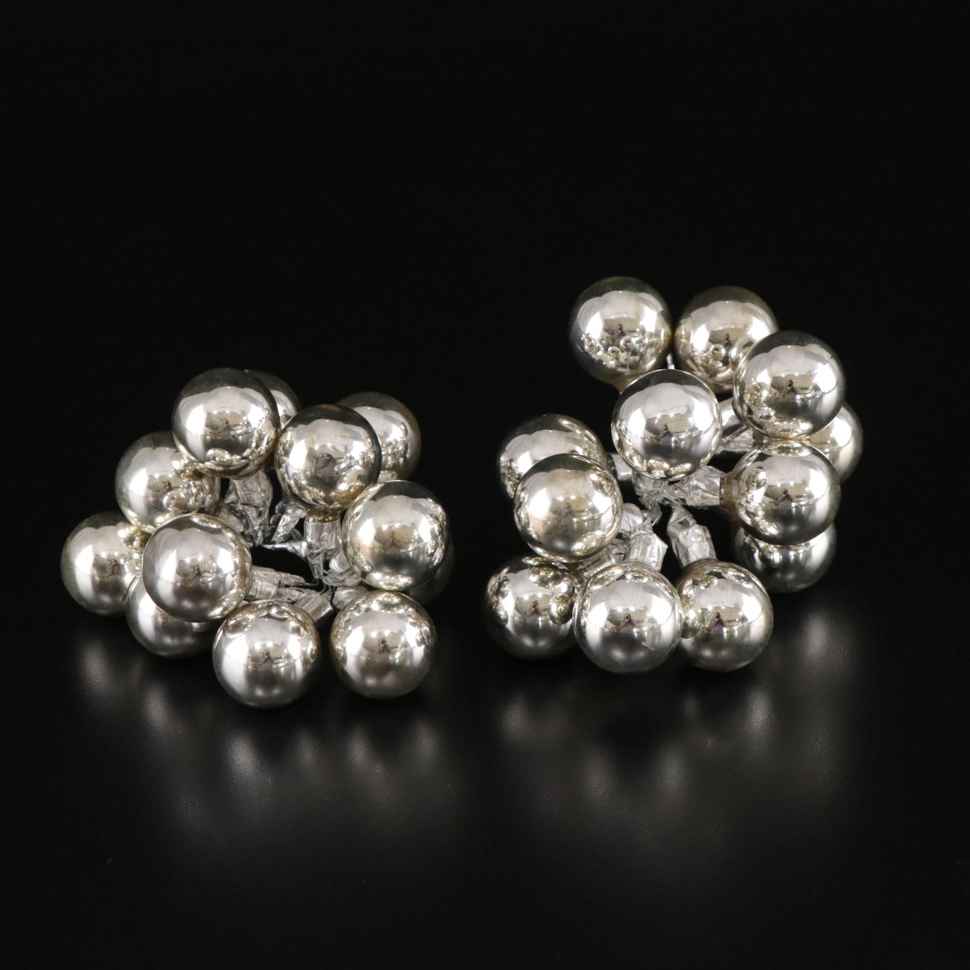 Frosted White Fluffy Christmas Trees with Ornamental Iridescent Glass Bundles