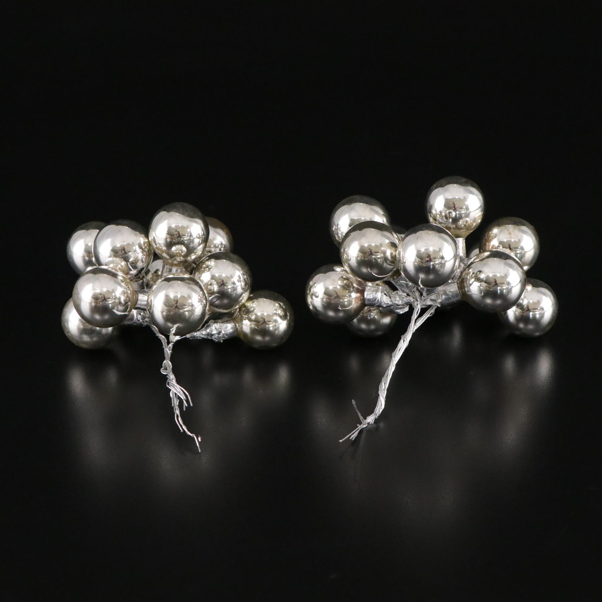 Frosted White Fluffy Christmas Trees with Ornamental Iridescent Glass Bundles