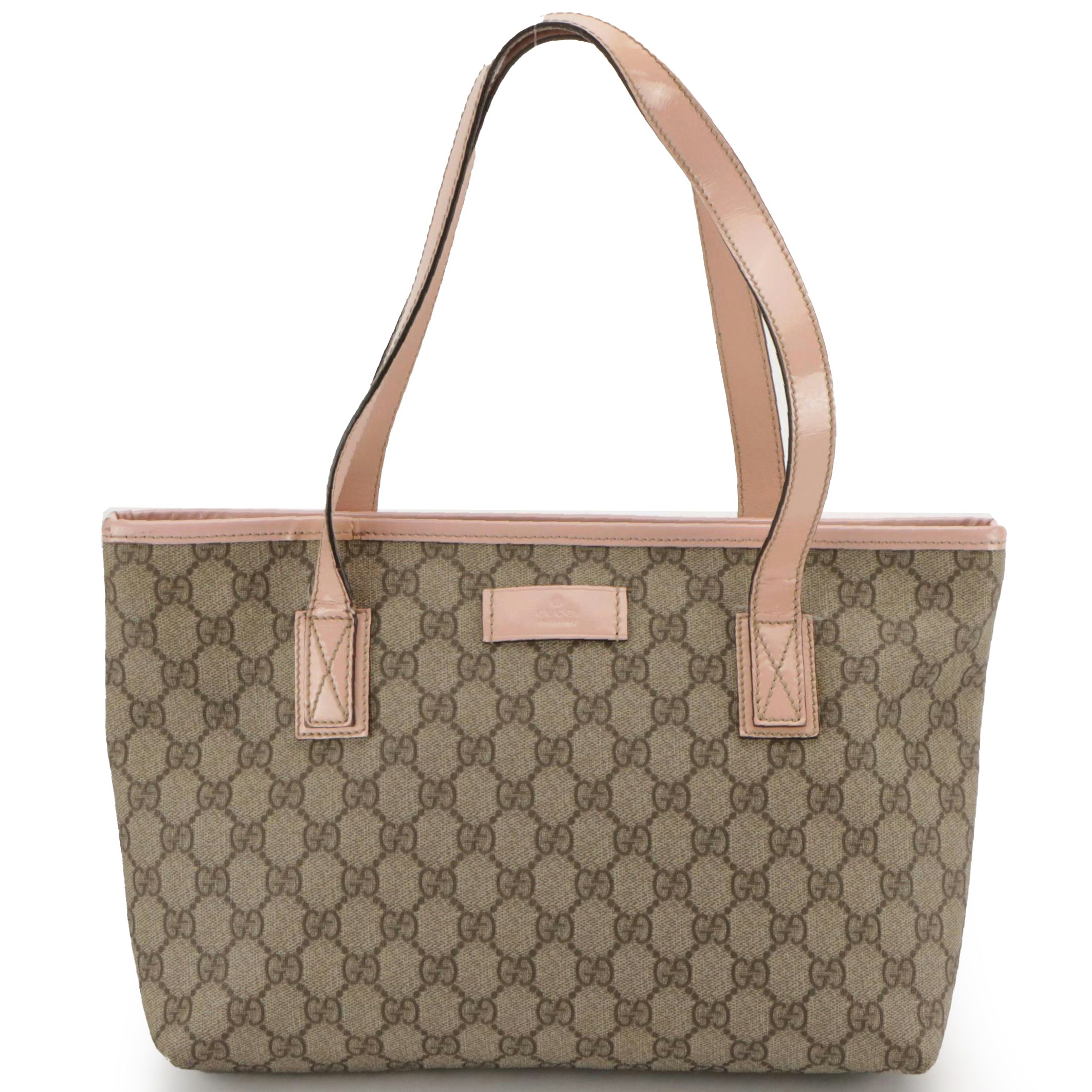 Gucci Joy Shoulder Bag in GG Supreme Canvas and Pink Patent Leather