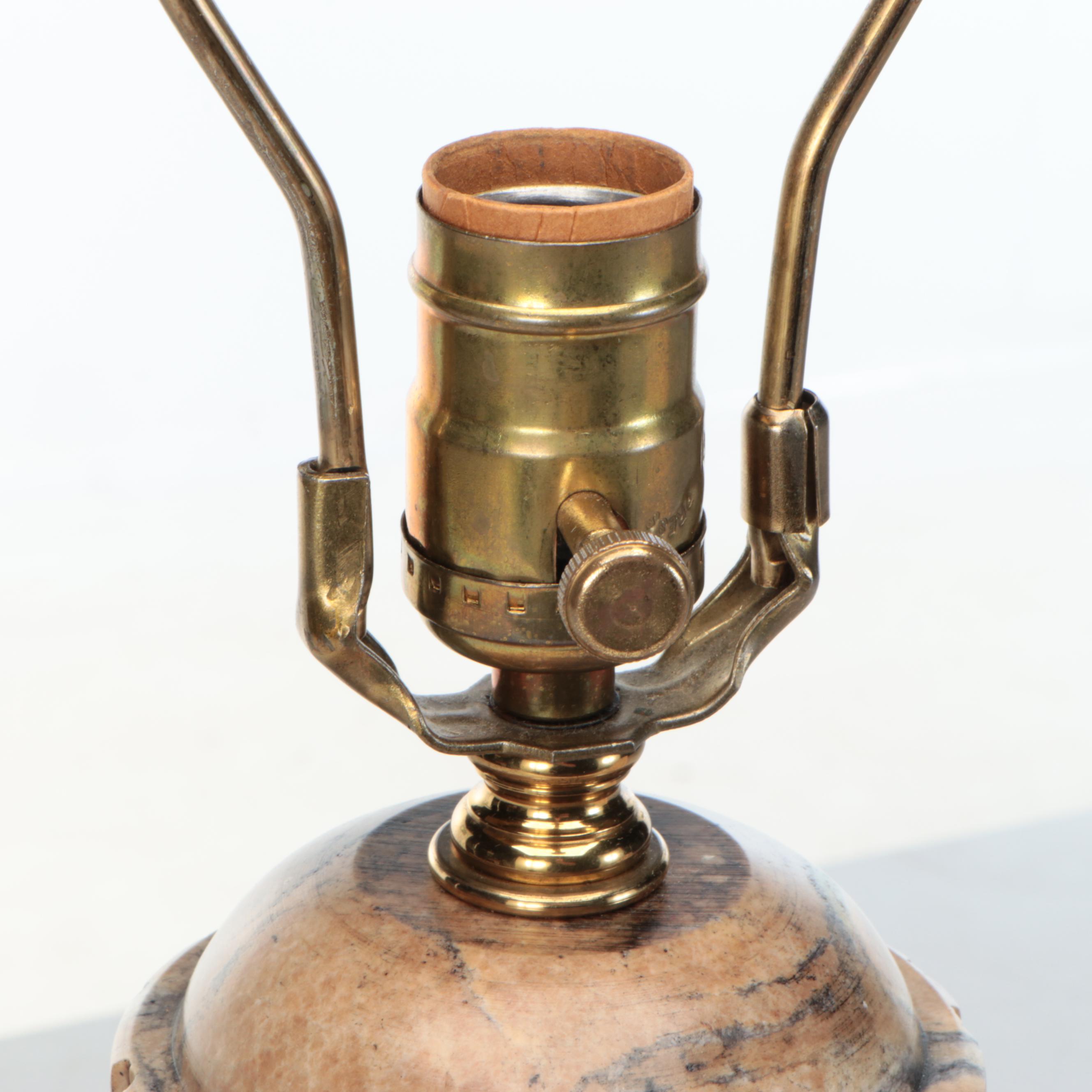 Sarreid Ltd. Spanish Carved Marble Urn Table Lamp with Pleat Panel Shade