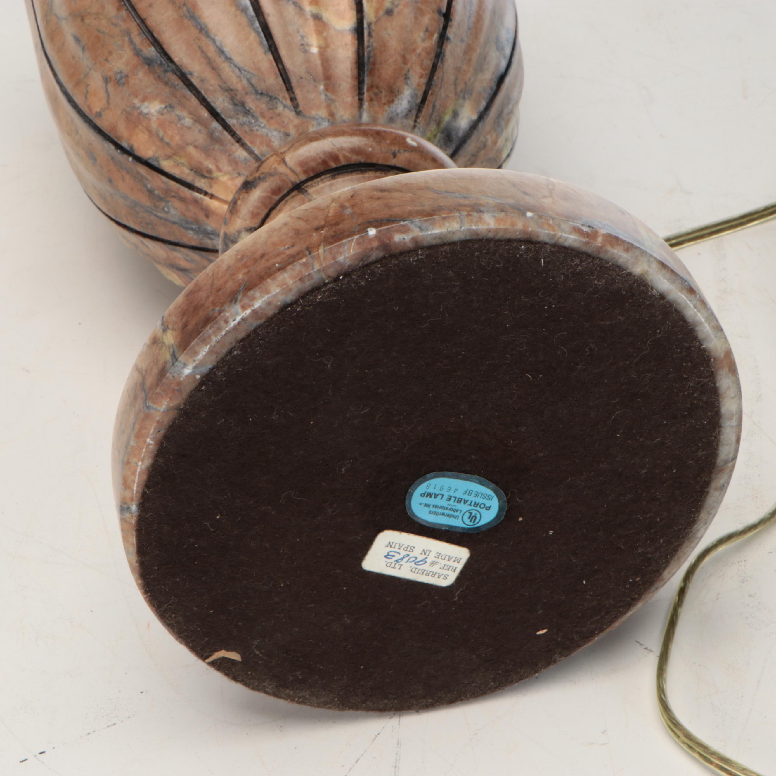 Sarreid Ltd. Spanish Carved Marble Urn Table Lamp with Pleat Panel Shade