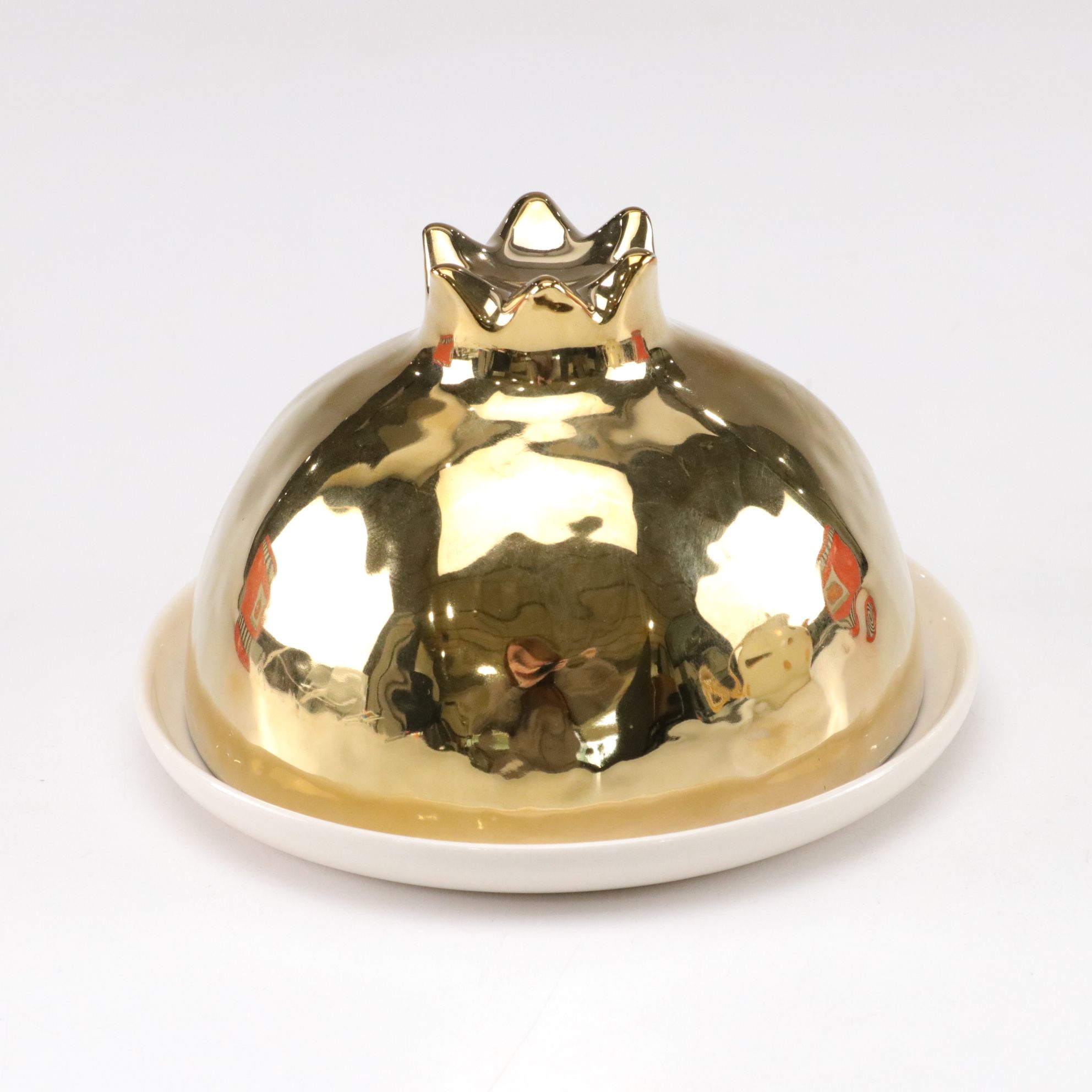 Anthropologie Pineapple Butter Dish with Orange Planters & Gilt Polka Dot Teapot