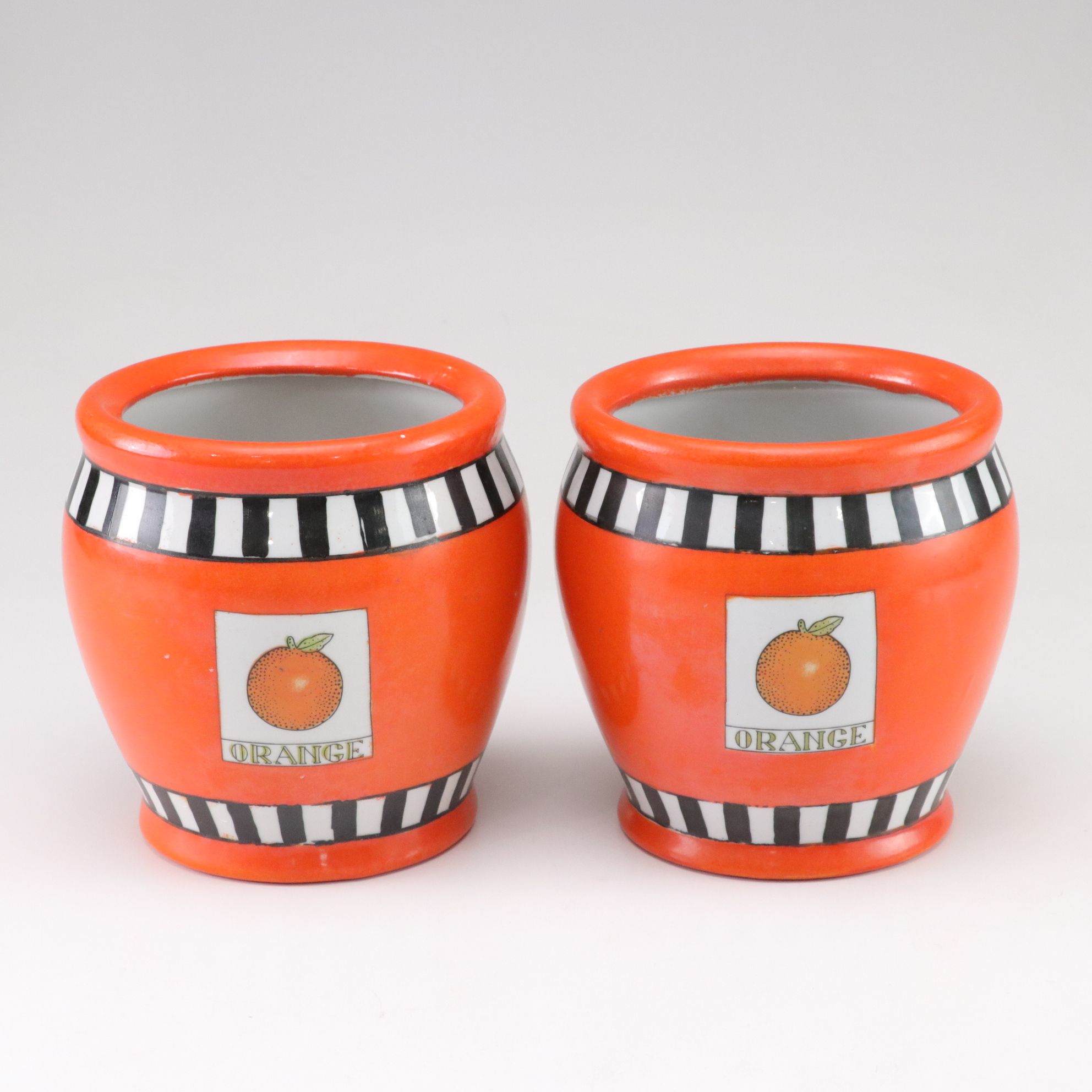 Anthropologie Pineapple Butter Dish with Orange Planters & Gilt Polka Dot Teapot