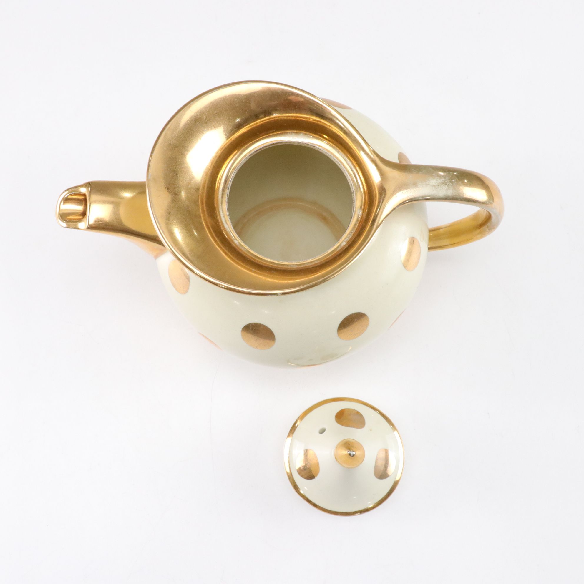 Anthropologie Pineapple Butter Dish with Orange Planters & Gilt Polka Dot Teapot