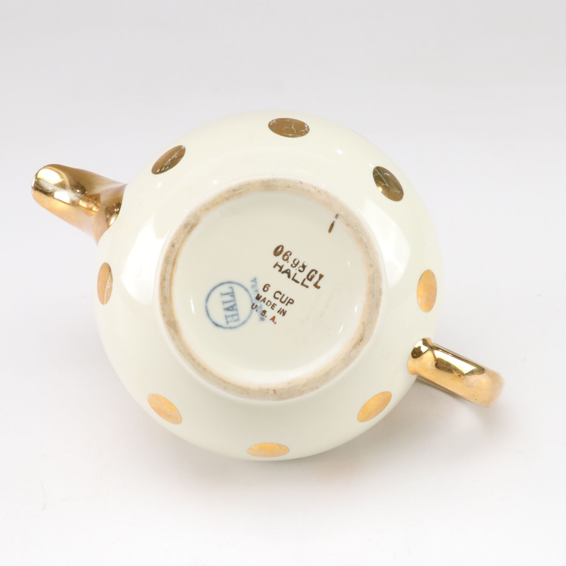 Anthropologie Pineapple Butter Dish with Orange Planters & Gilt Polka Dot Teapot