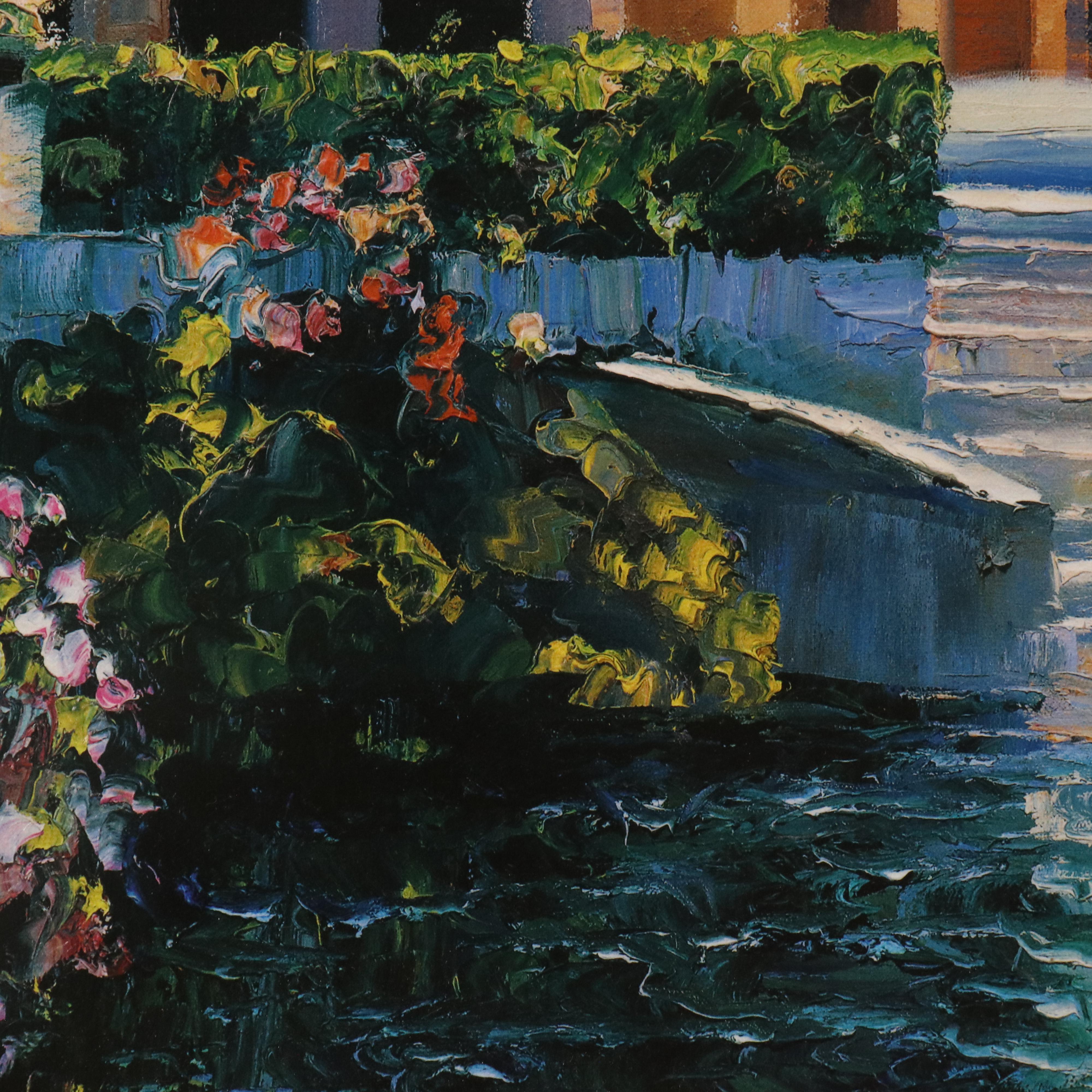 Howard Behrens Embellished Offset Lithograph "Lake Como Landing"