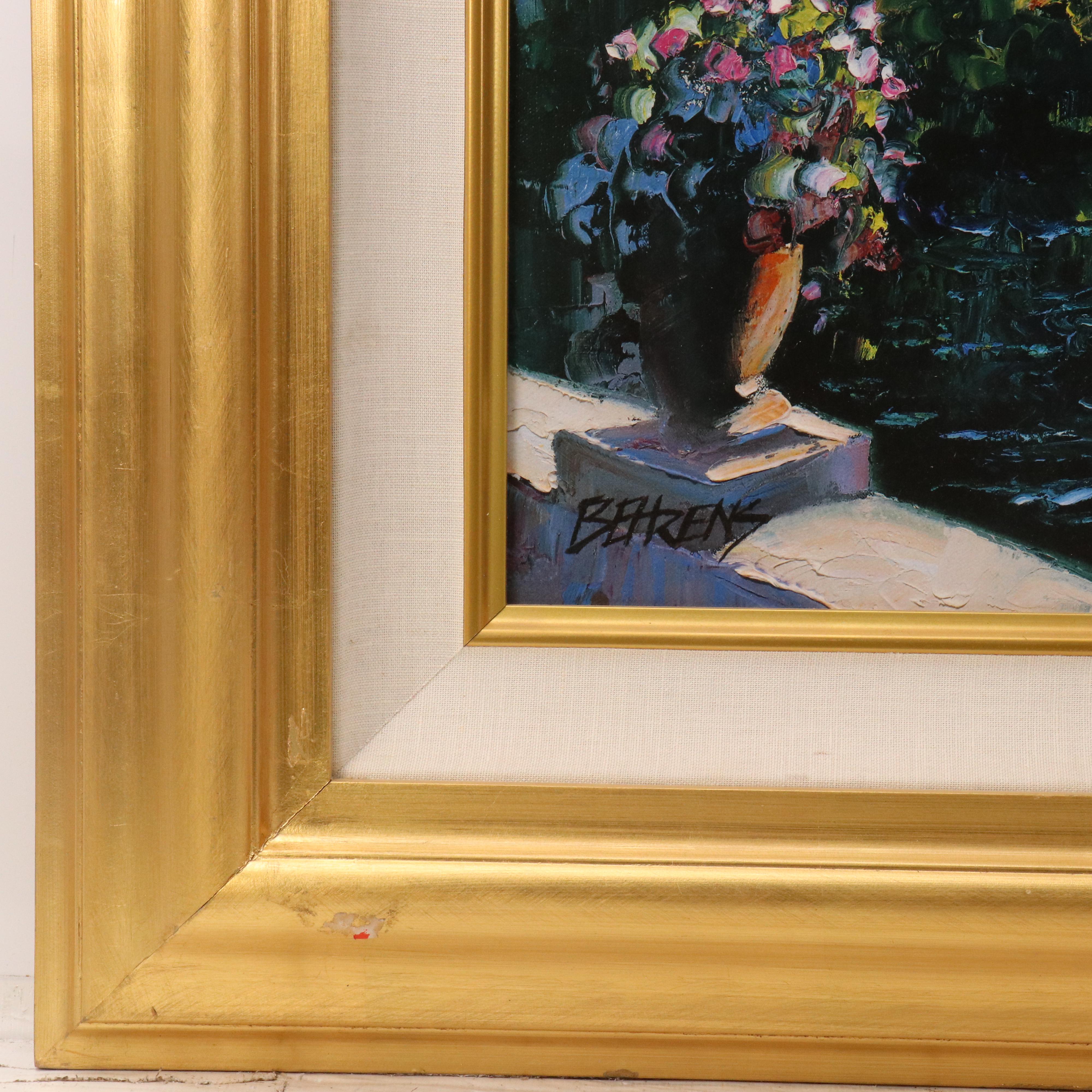 Howard Behrens Embellished Offset Lithograph "Lake Como Landing"