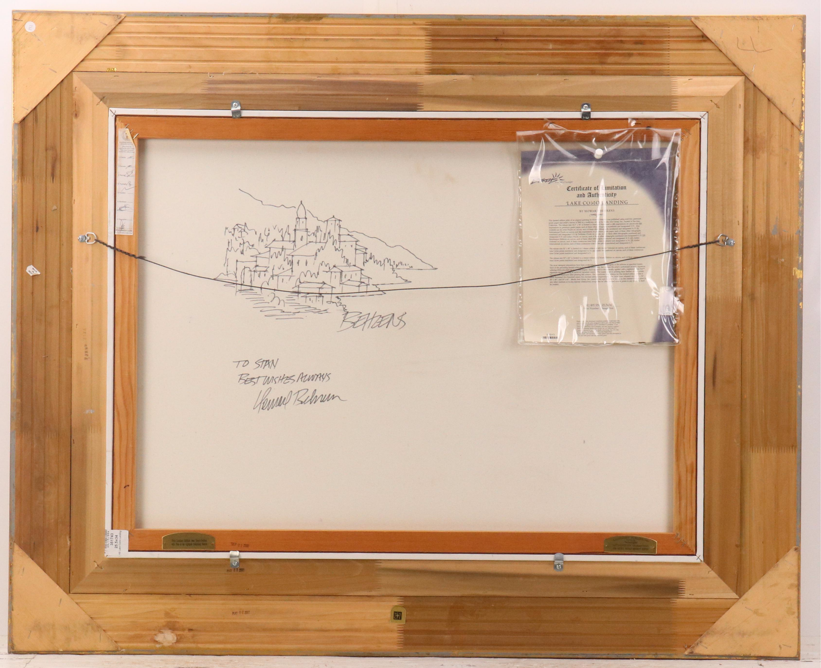 Howard Behrens Embellished Offset Lithograph "Lake Como Landing"