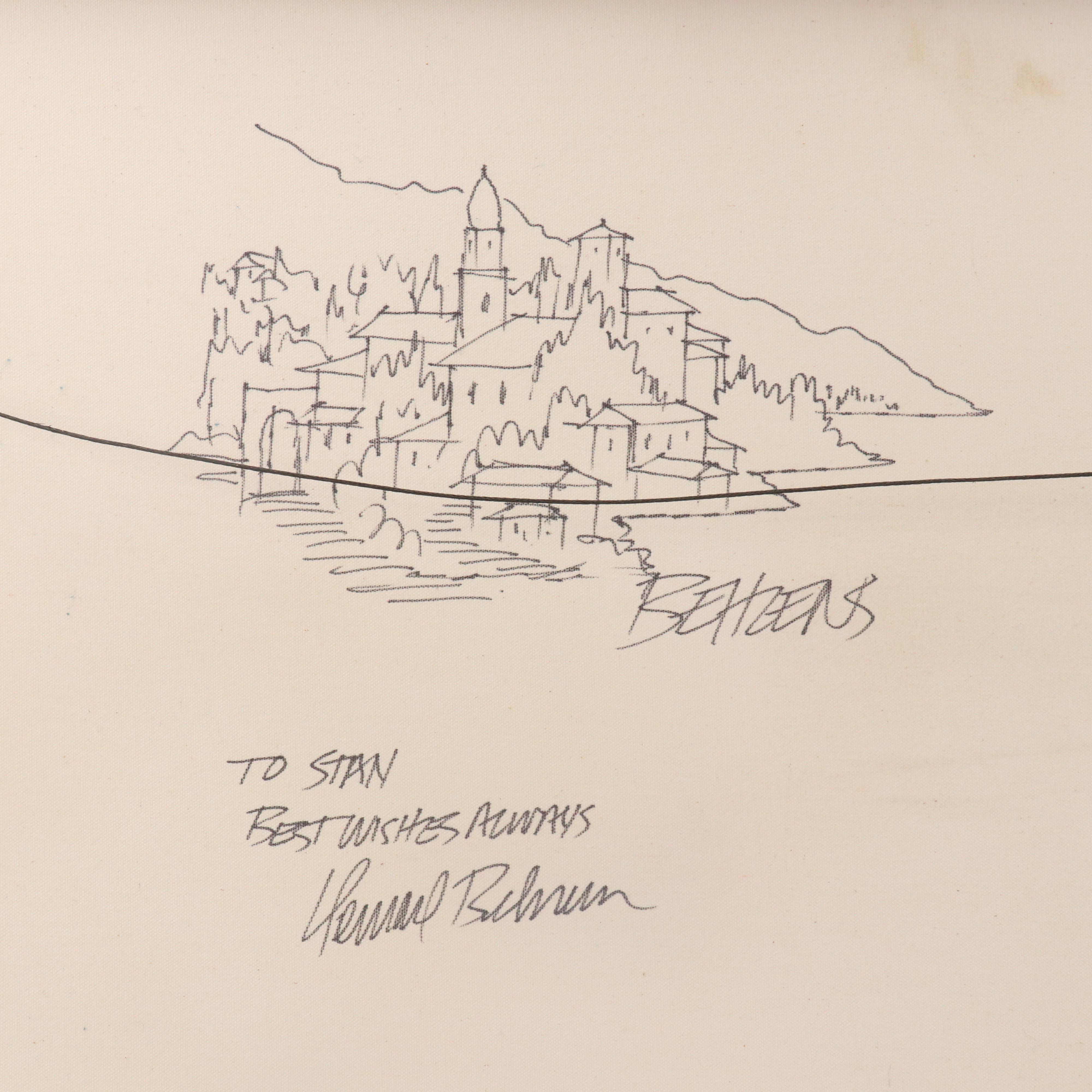 Howard Behrens Embellished Offset Lithograph "Lake Como Landing"