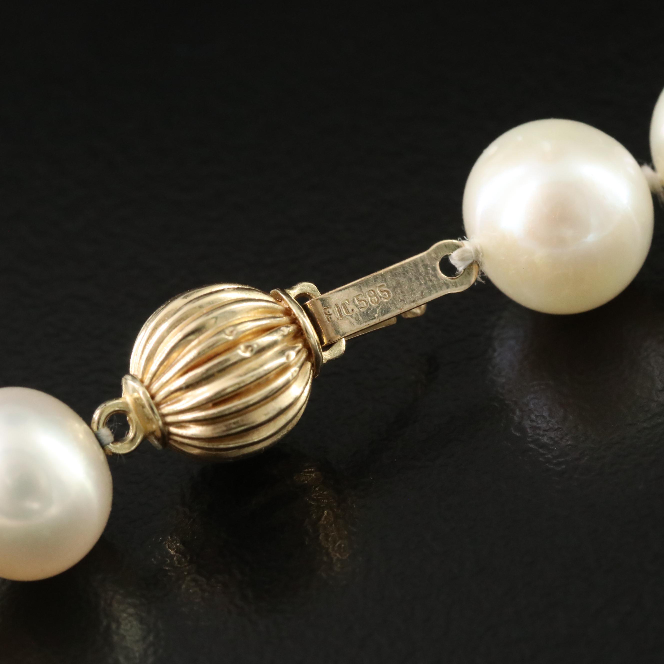 Pearl Necklace with 14K Clasp