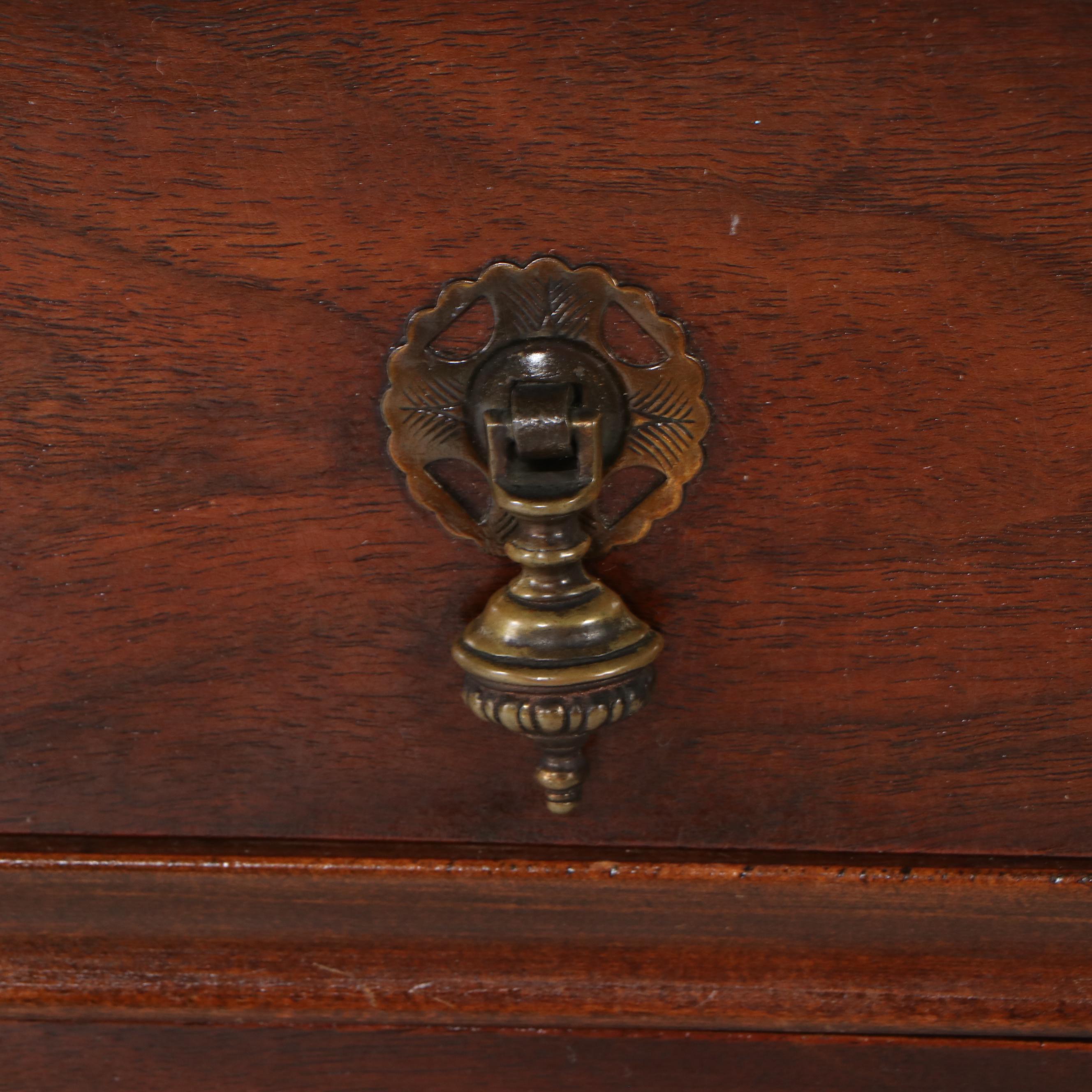 Edwardian Burl Wood and Walnut Dresser with Mirror, Early 20th Century