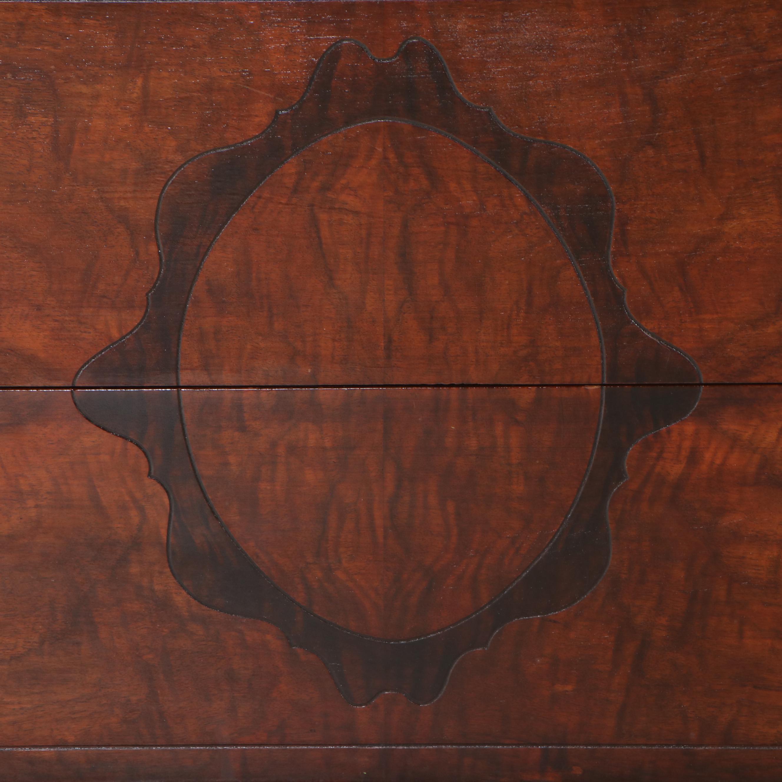 Edwardian Burl Wood and Walnut Dresser with Mirror, Early 20th Century