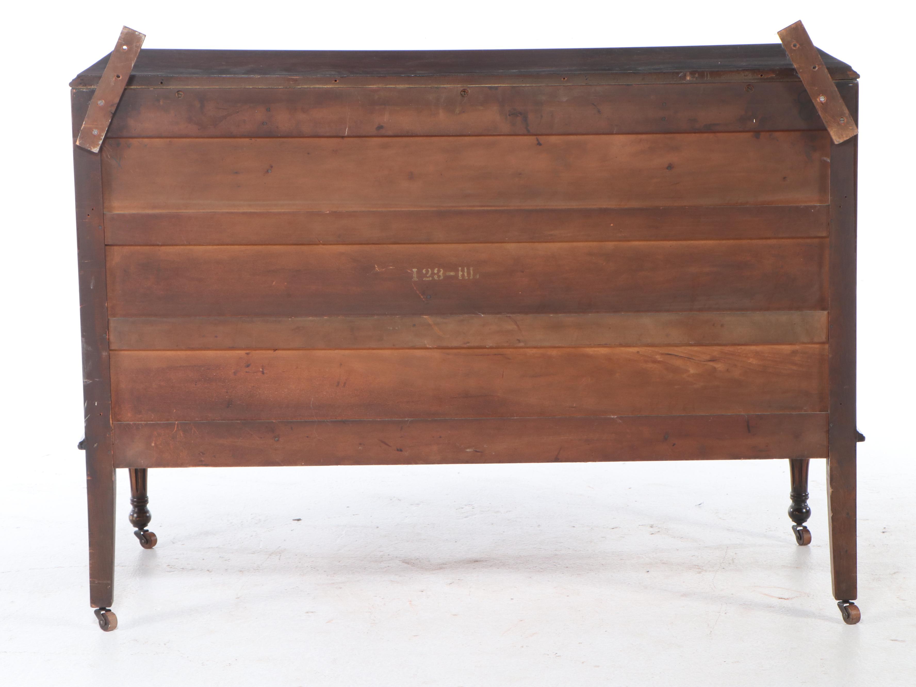 Edwardian Burl Wood and Walnut Dresser with Mirror, Early 20th Century