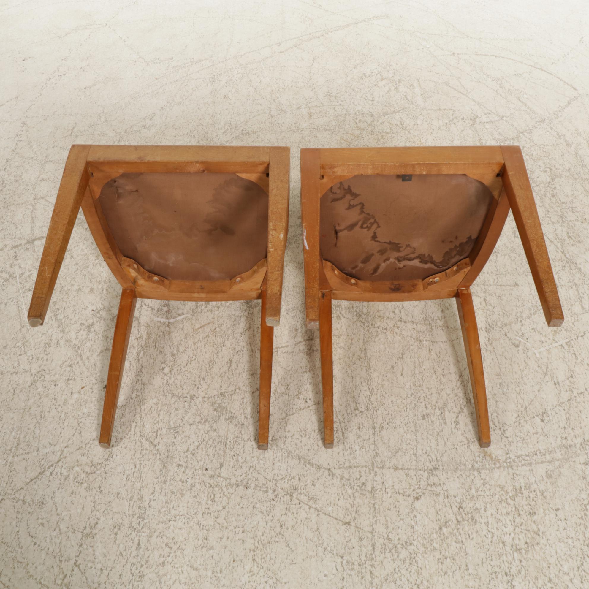 Pair of Spindle Back Side Chairs with Needlepoint Upholstery