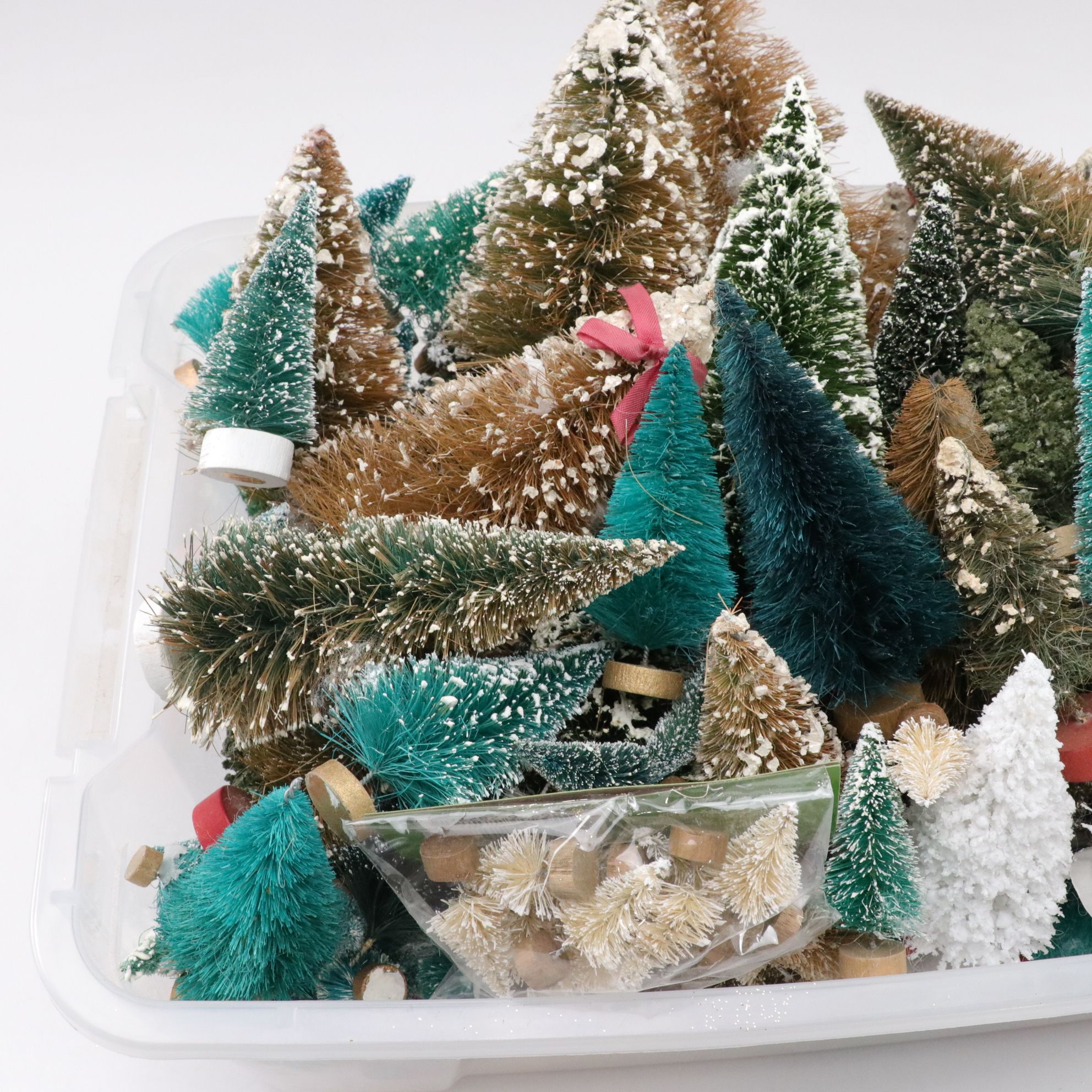 Department 56 in Set of Frosted & Glitter Bottle Brush Christmas Trees