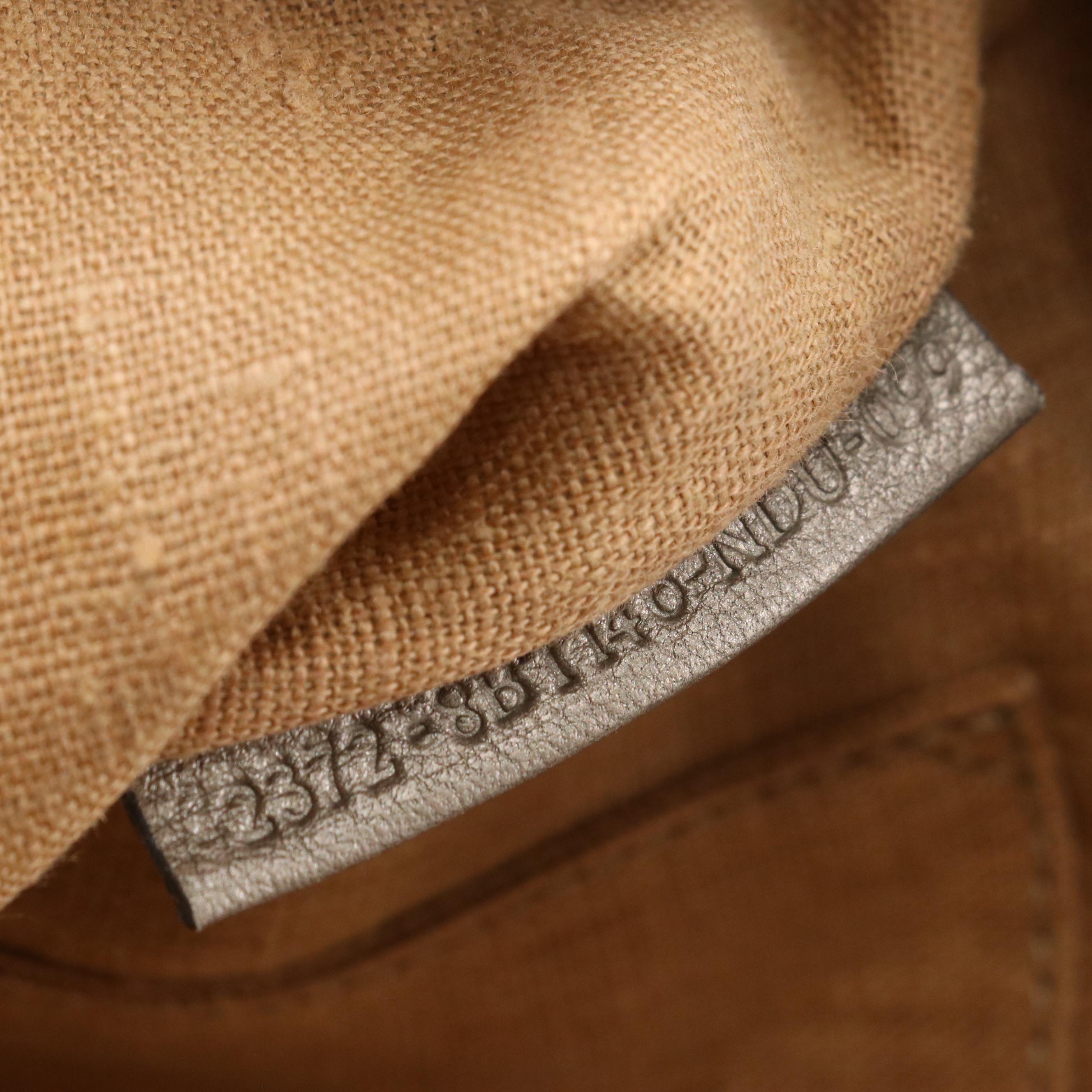 Fendi Selleria Stitched Crossbody Bag in Silver Metallic Grained Leather