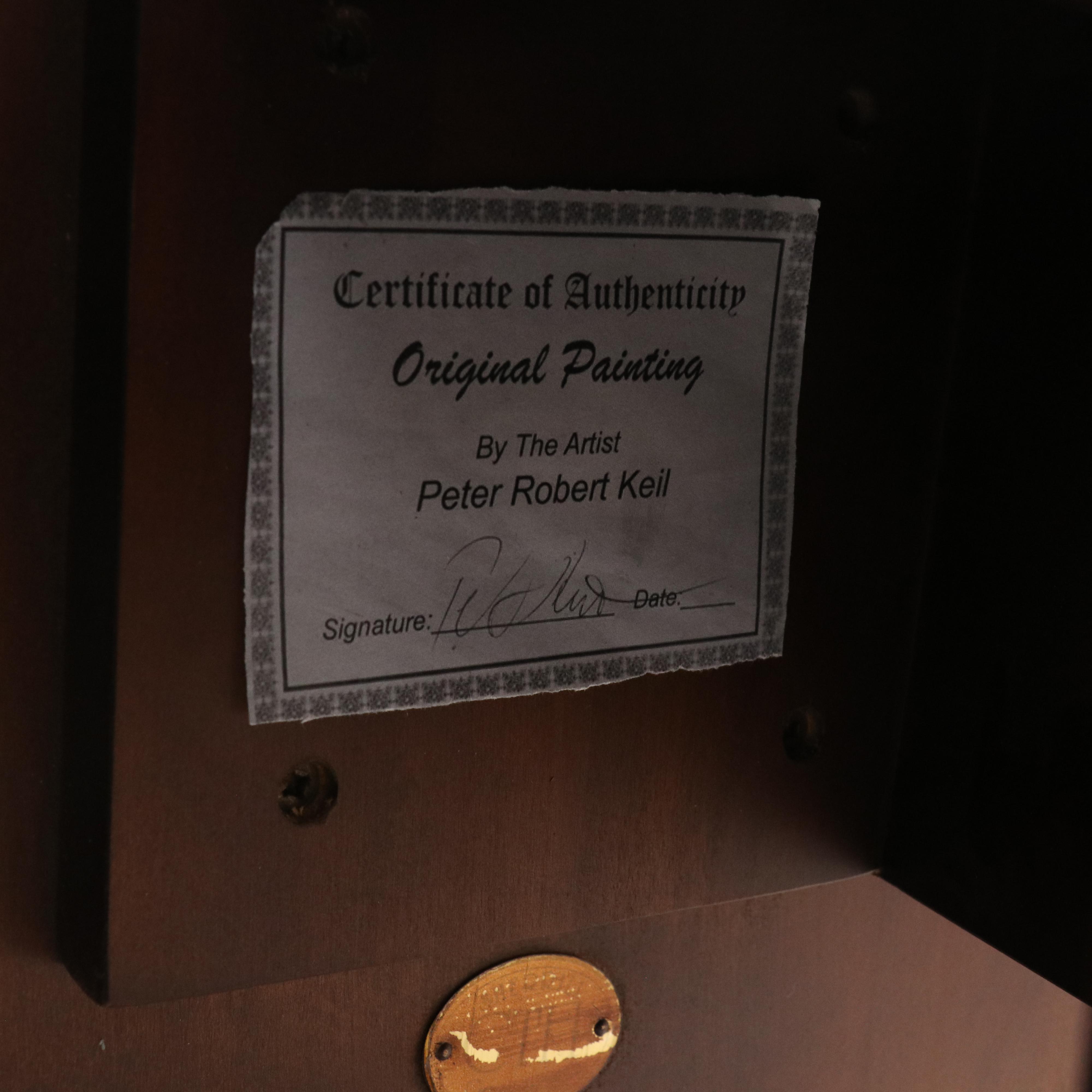 Peter Keil Abstract Portrait Acrylic Painted End Table, 21st Century