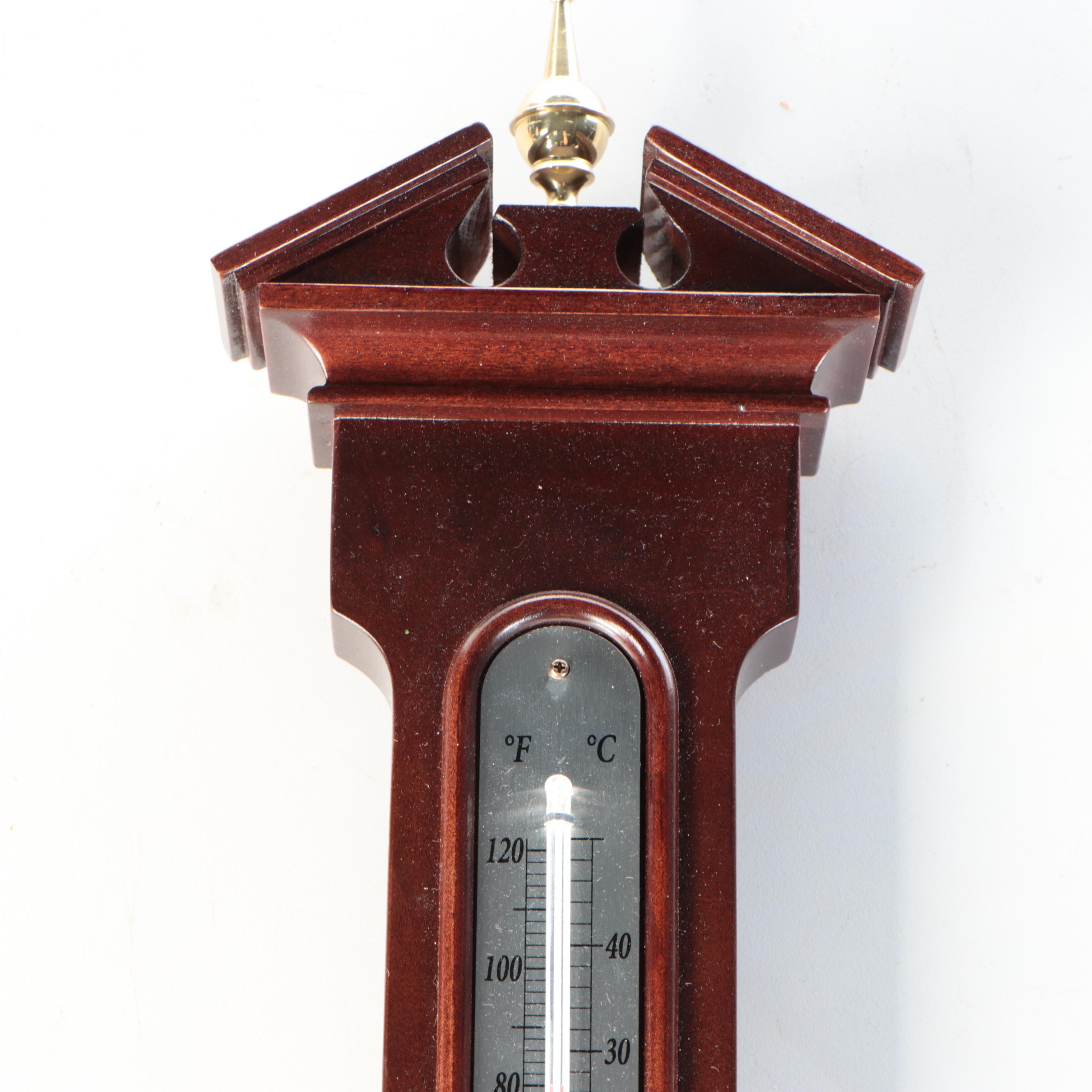 Howard Miller Federal Style Wood with Brass Decal Thermometer-Barometer
