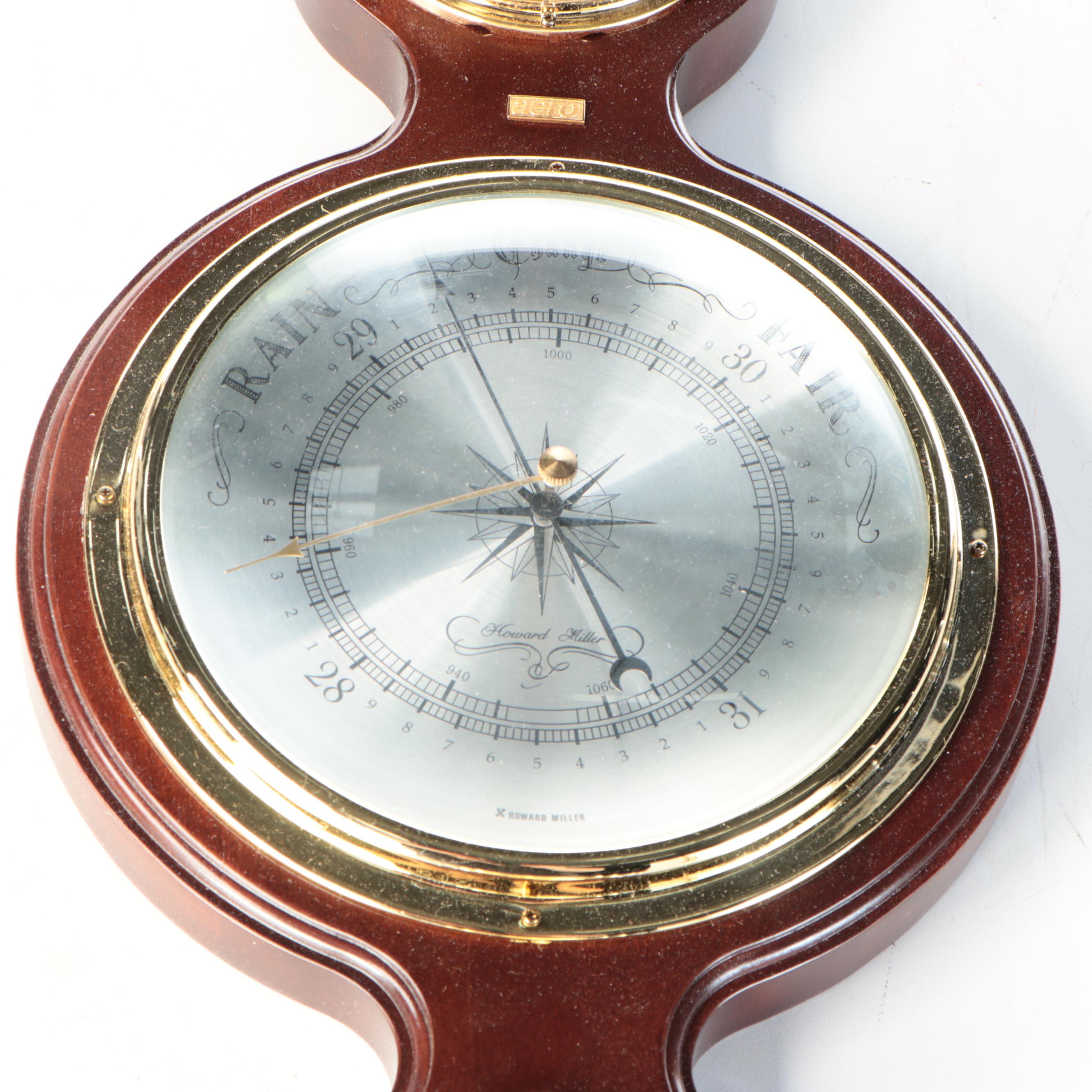 Howard Miller Federal Style Wood with Brass Decal Thermometer-Barometer