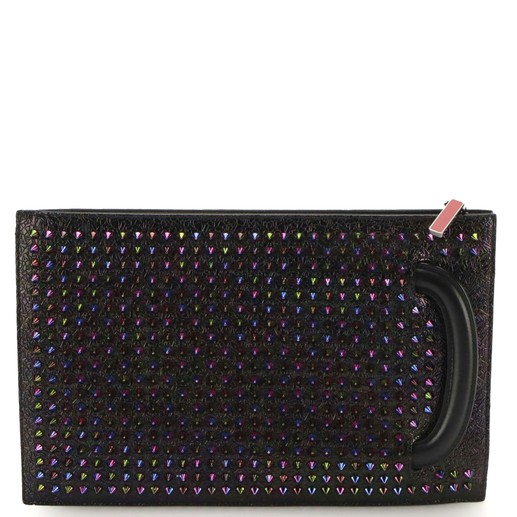 Christian Louboutin Trictrac Spiked Textured Leather Two-Way Crossbody Bag
