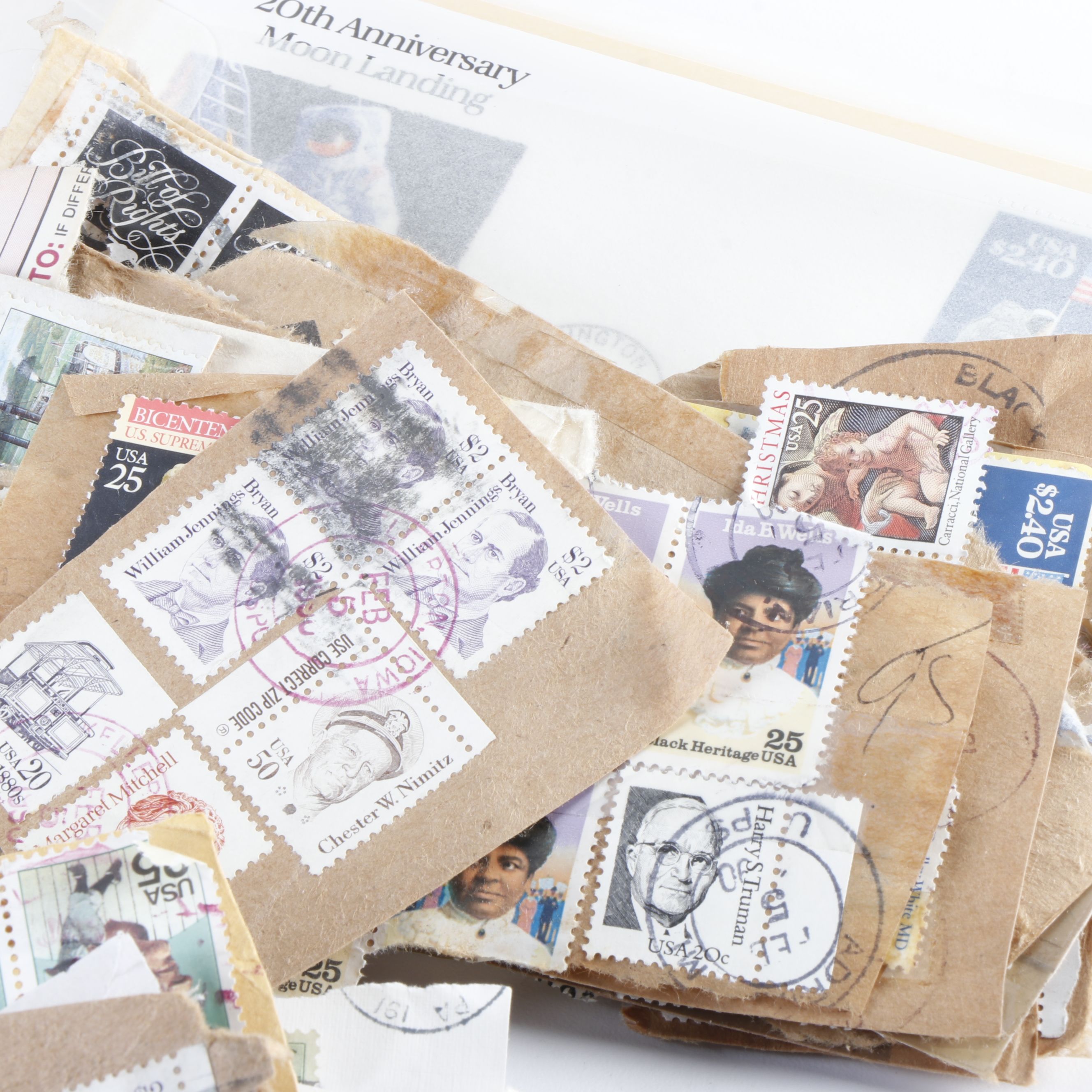 Collection of Used and Unused U.S. and World Stamps With Six Old Stamp Albums