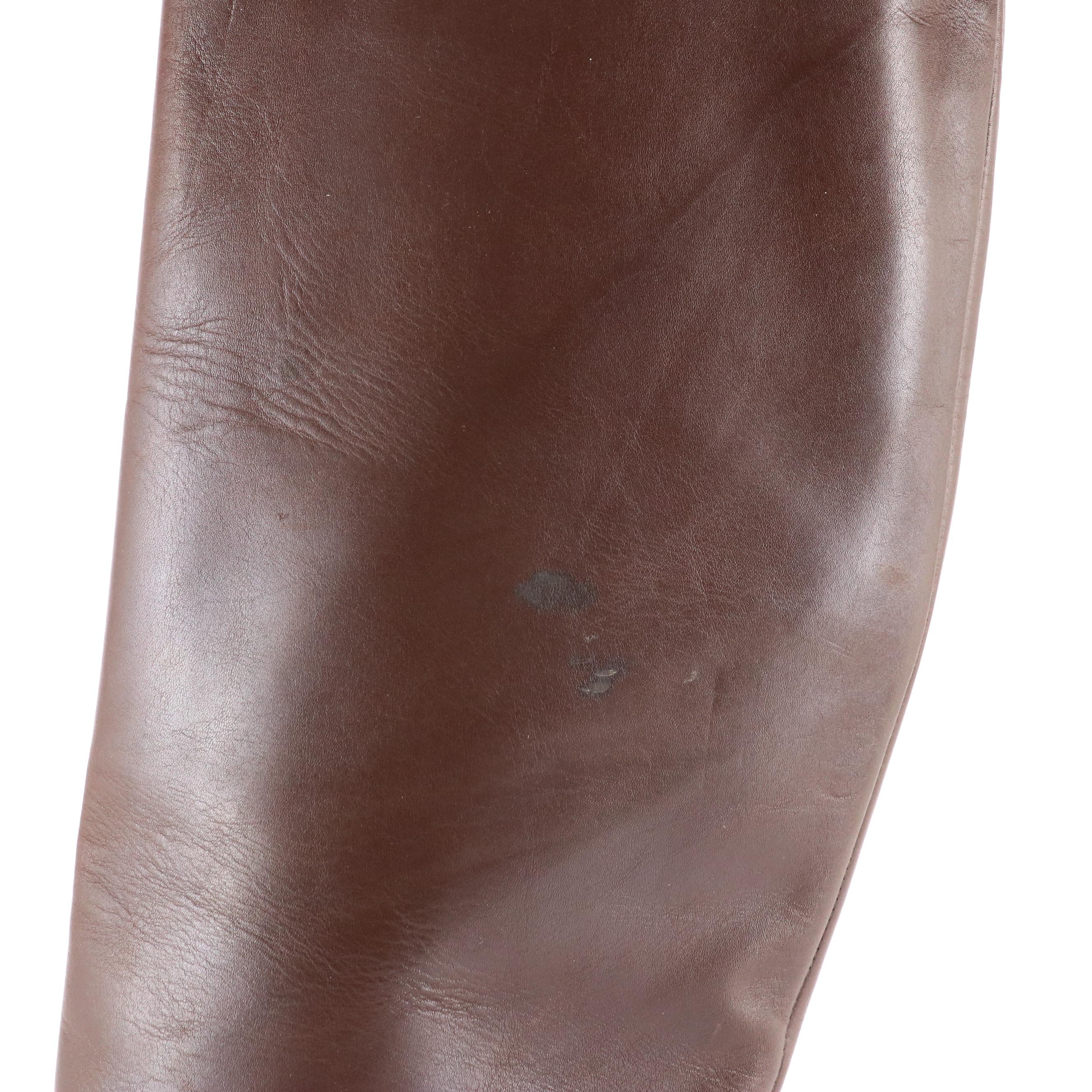 Marni Brown Leather Platform Knee-High Boots