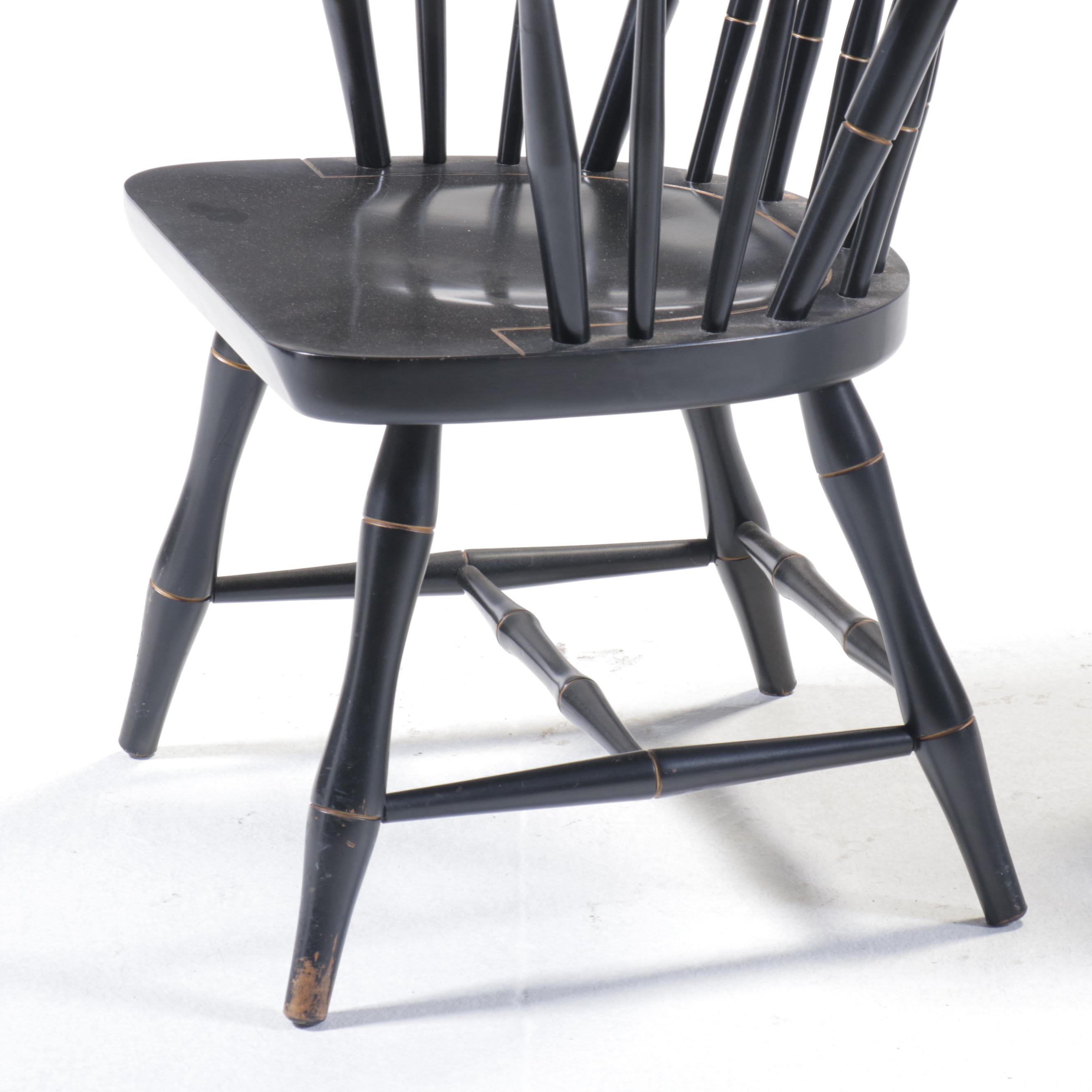 Pair of Nichols & Stone Hitchcock Style Stencil-Decorated Armchairs