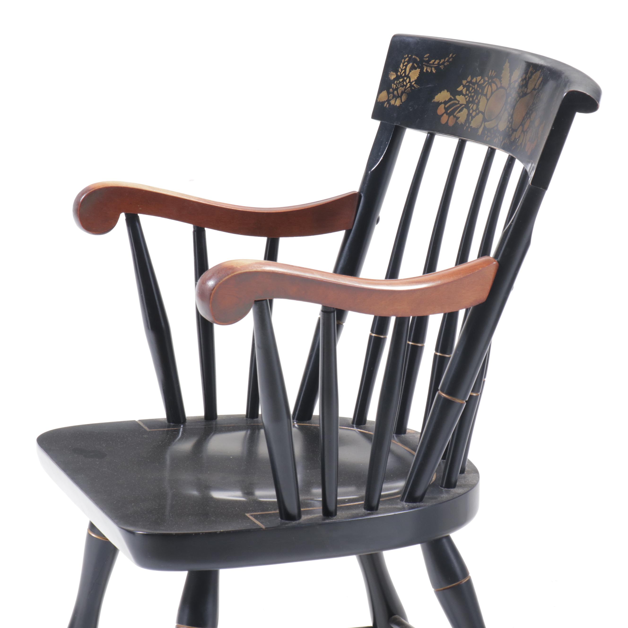 Pair of Nichols & Stone Hitchcock Style Stencil-Decorated Armchairs