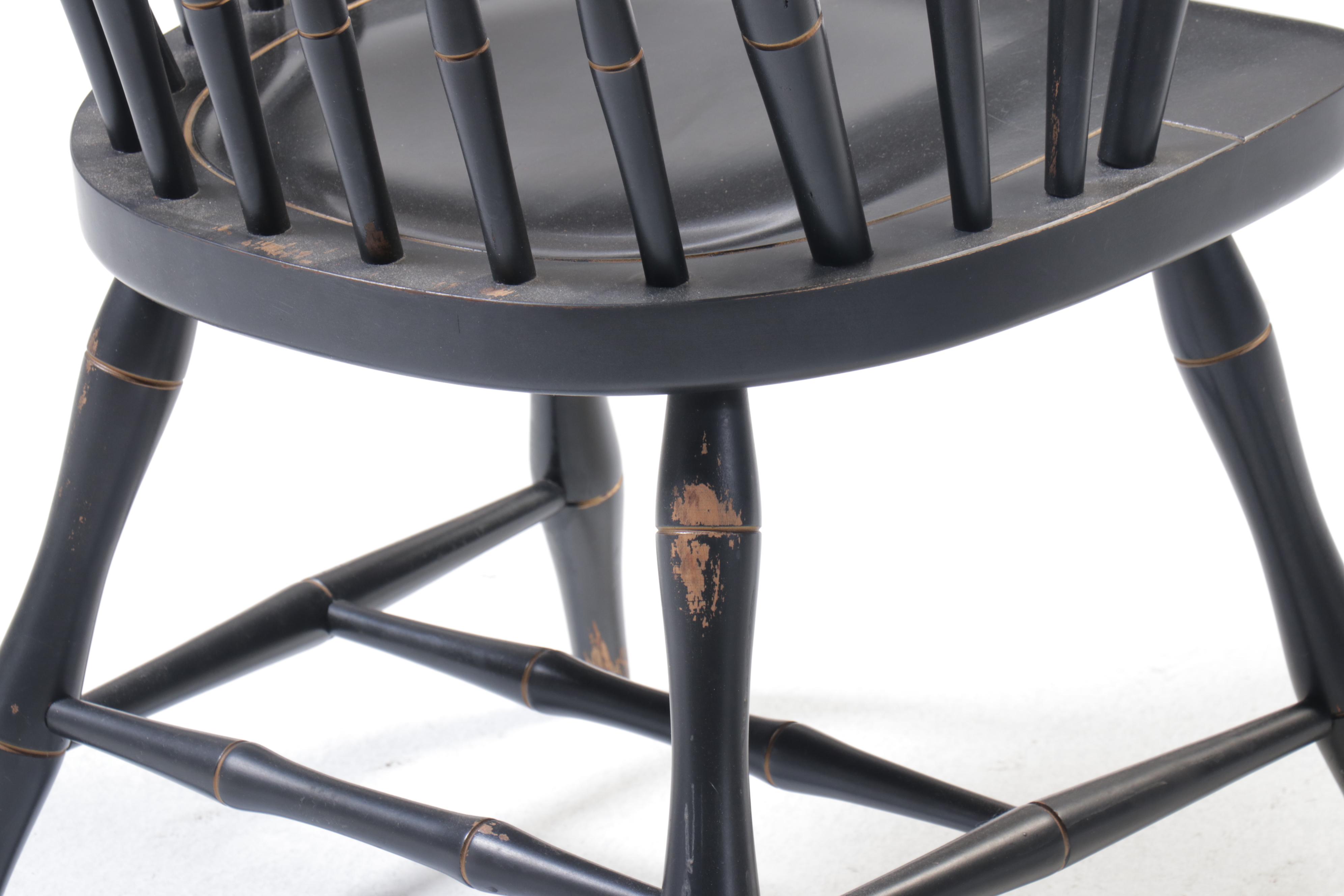 Pair of Nichols & Stone Hitchcock Style Stencil-Decorated Armchairs