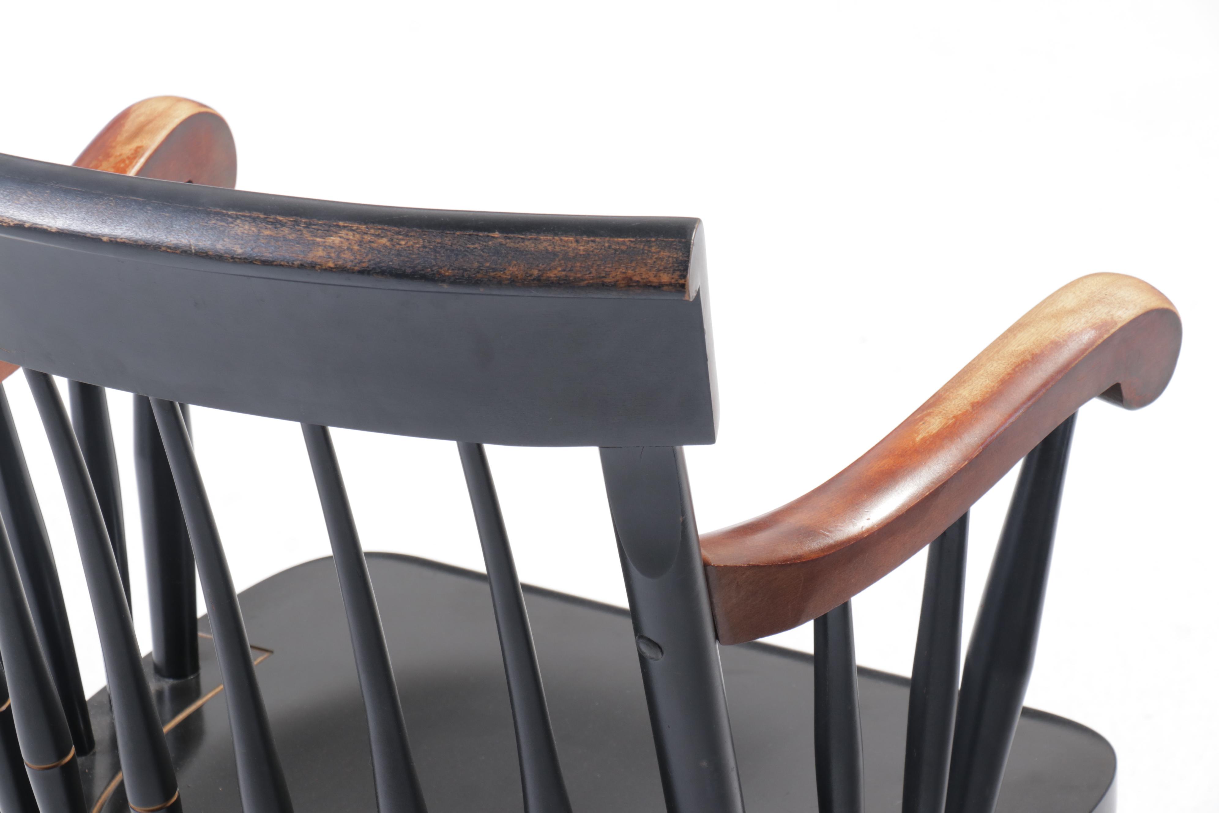 Pair of Nichols & Stone Hitchcock Style Stencil-Decorated Armchairs