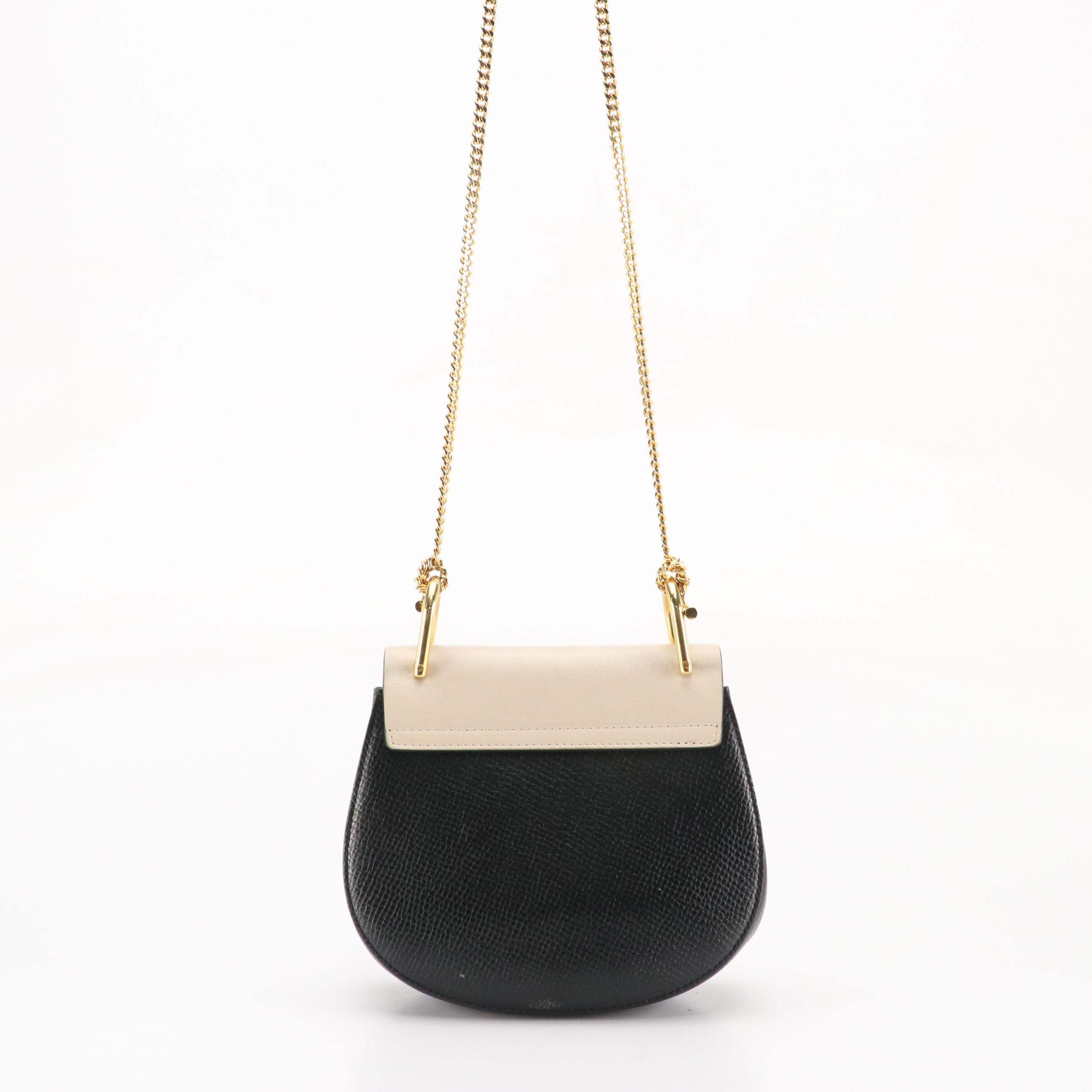 Chloé Drew Crossbody Bag in Bicolor Smooth and Grained Calfskin Leather