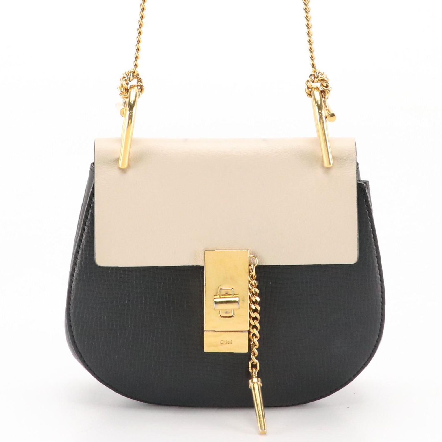 Chloé Drew Crossbody Bag in Bicolor Smooth and Grained Calfskin Leather