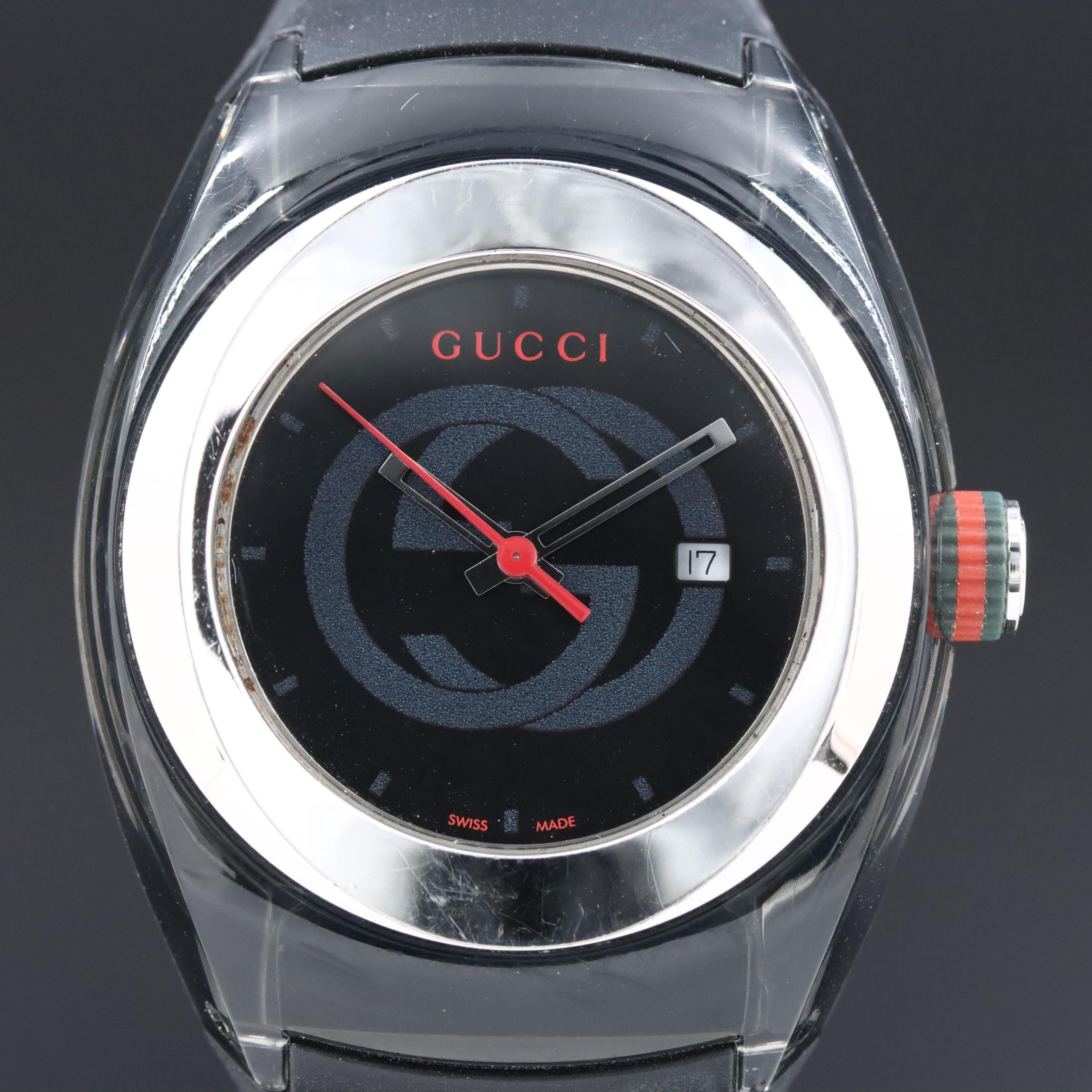 Gucci Sync 137.3 Black Dial 36mm Transparent Plastic Quartz Watch