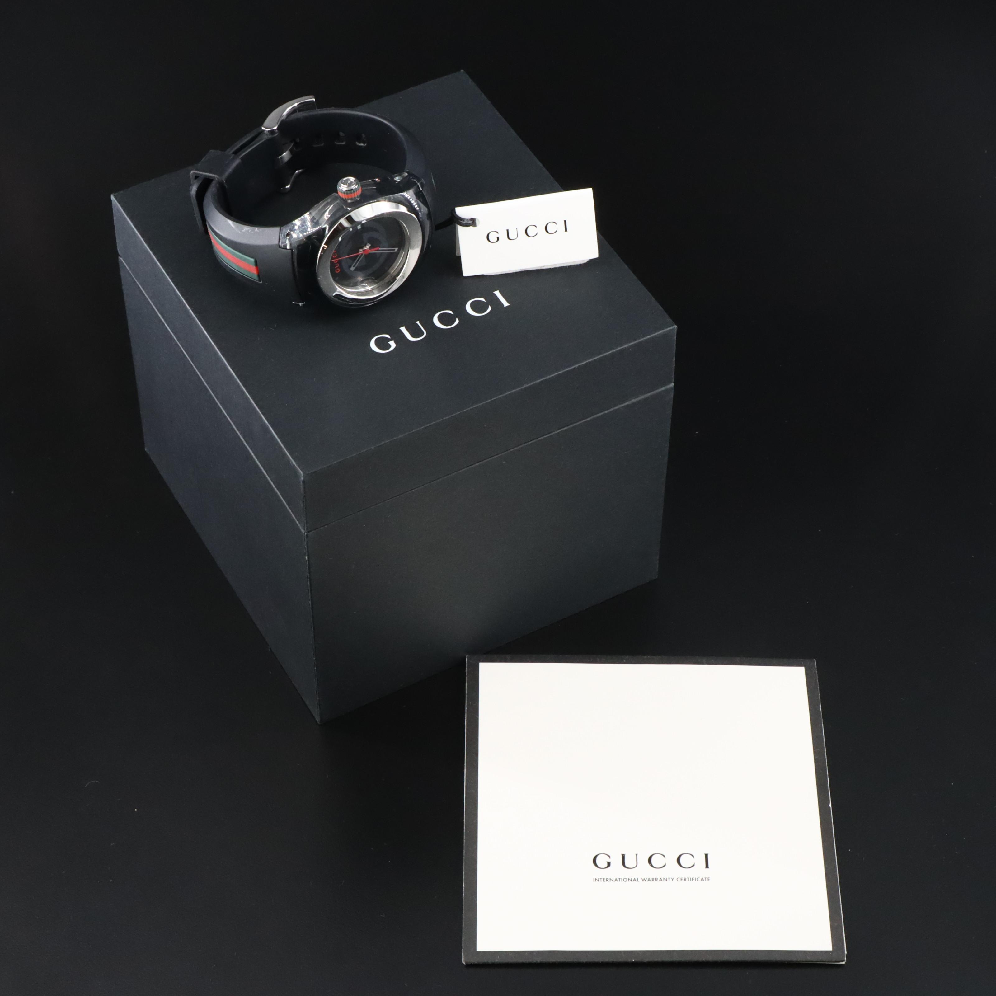 Gucci Sync 137.3 Black Dial 36mm Transparent Plastic Quartz Watch