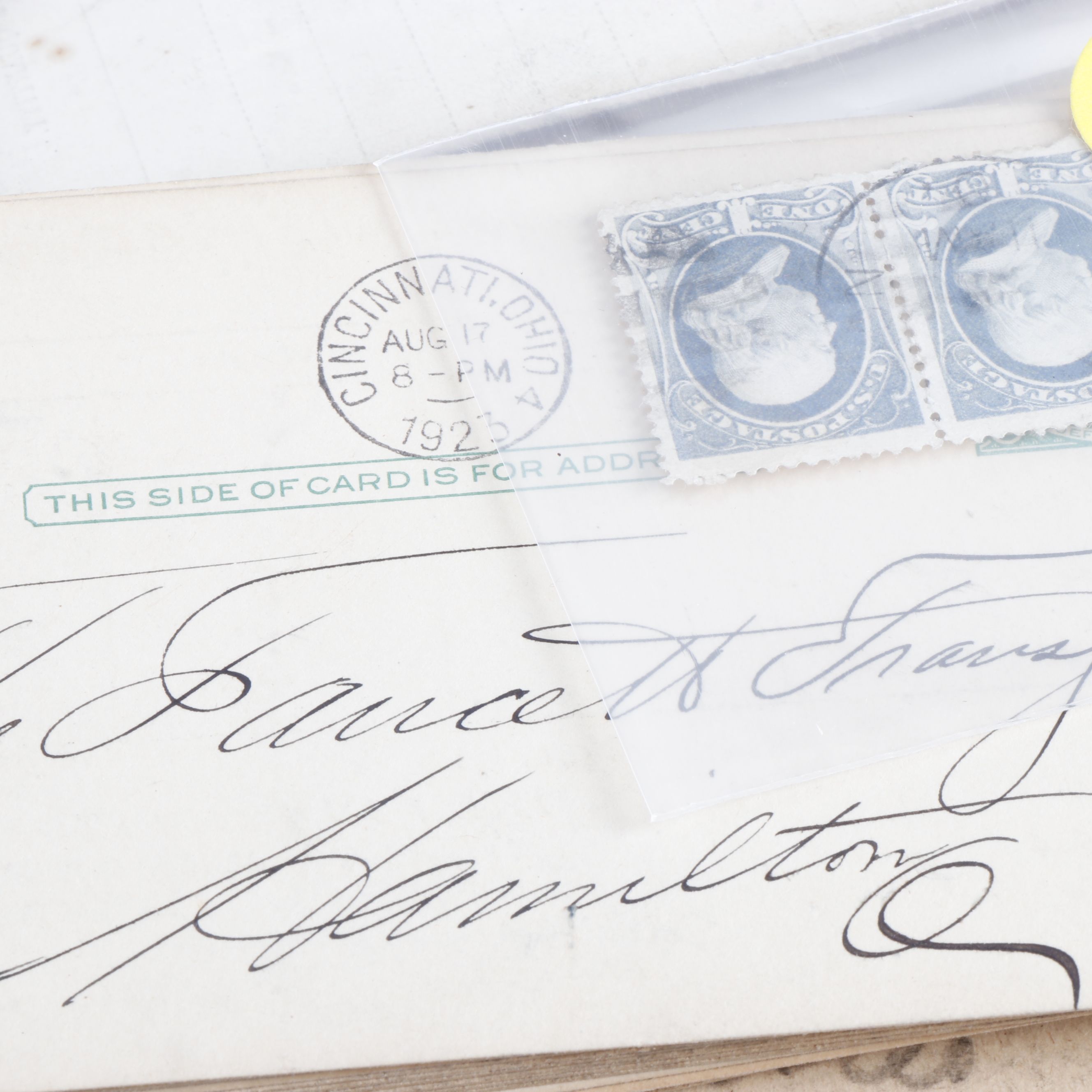 Two Boxes of Used Stamps, Post Cards, Albums and Loose Stamps