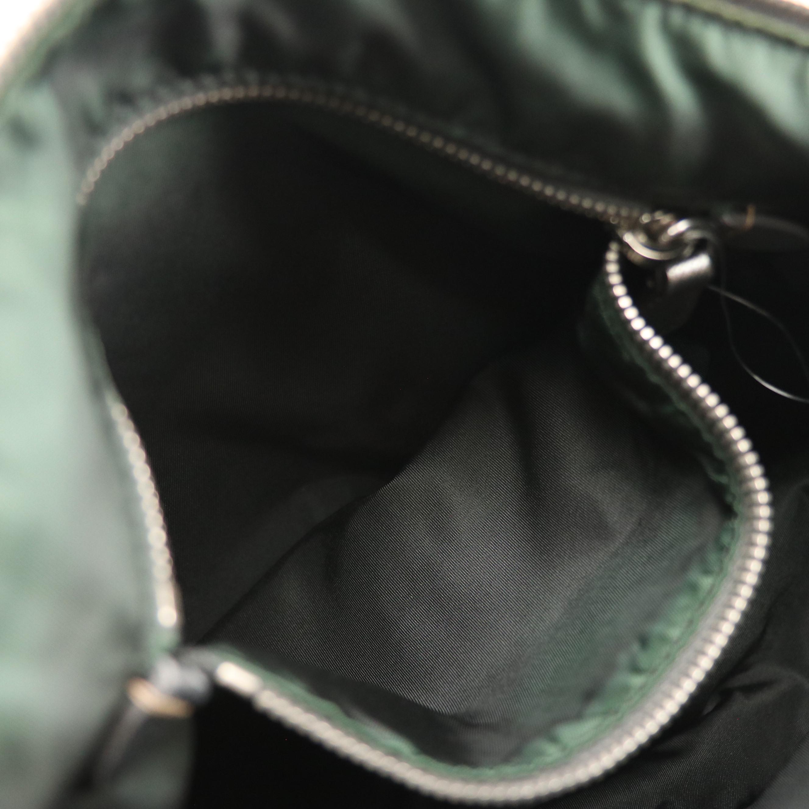 Prada Grey Tessuto Nylon and Metallic Saffiano Leather Crossbody Bag