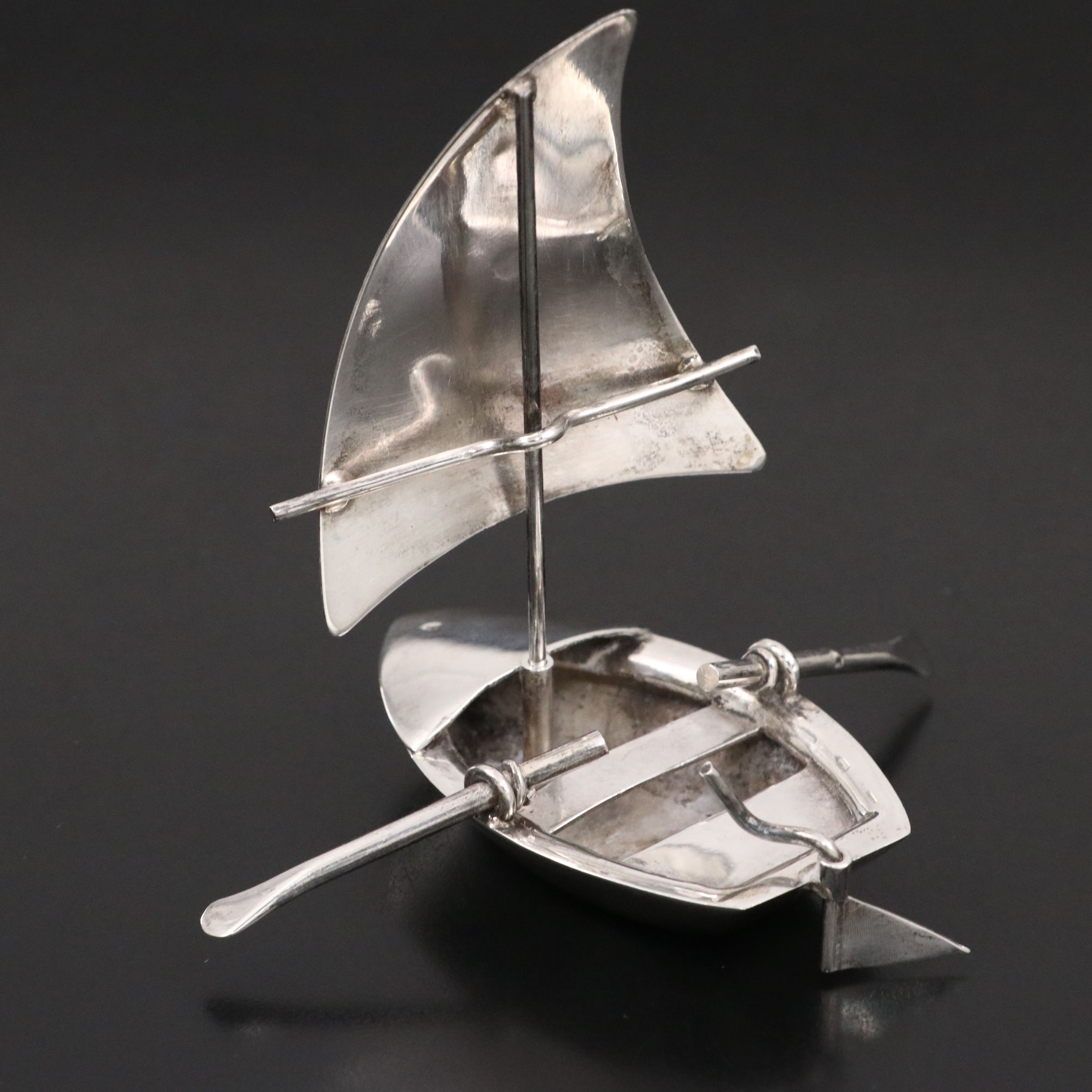 Reed & Barton Silver Plate Gallery Tray with Other Tableware and Sterling Boat