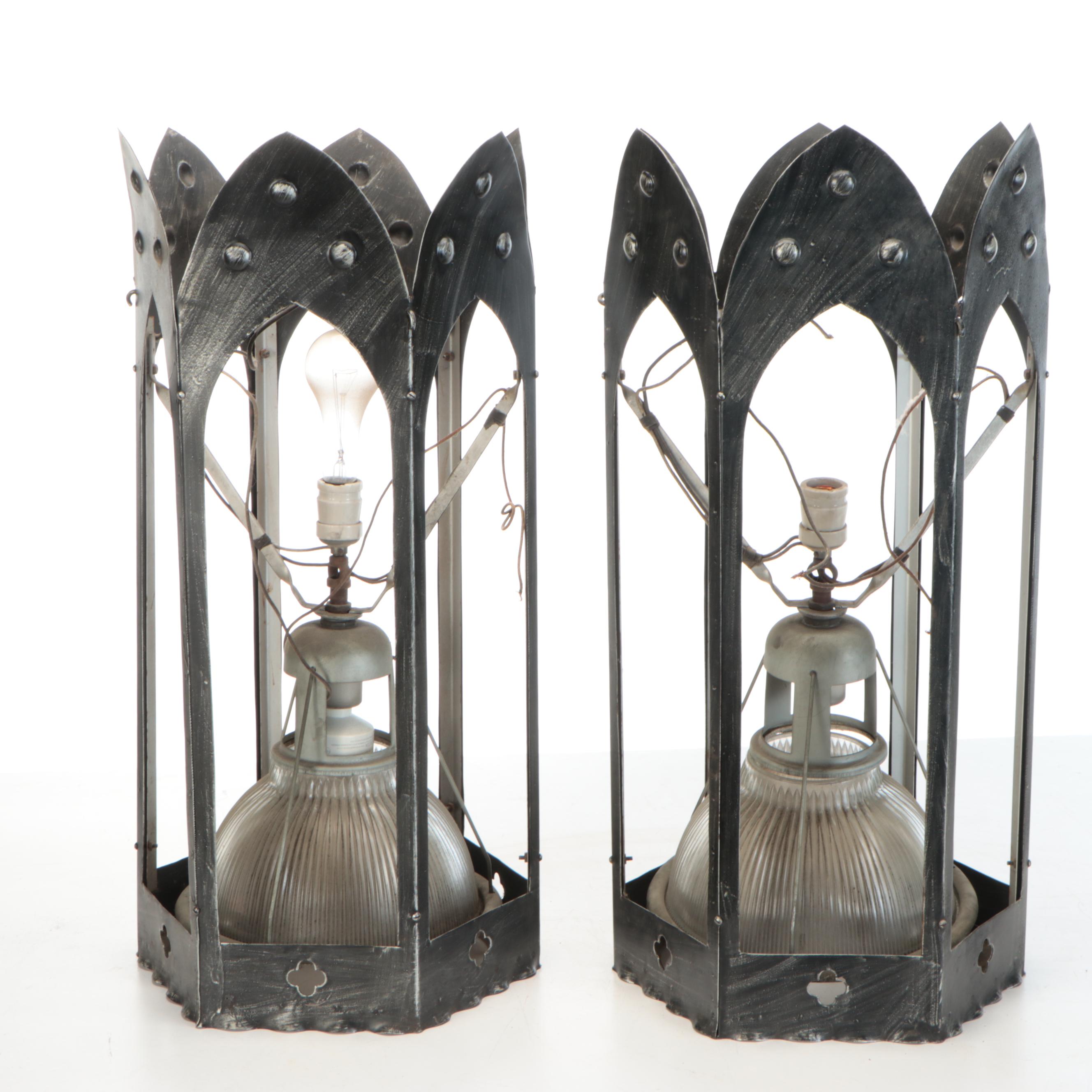 Gothic Revival Style Church Pendant Lights with Holophane Shades