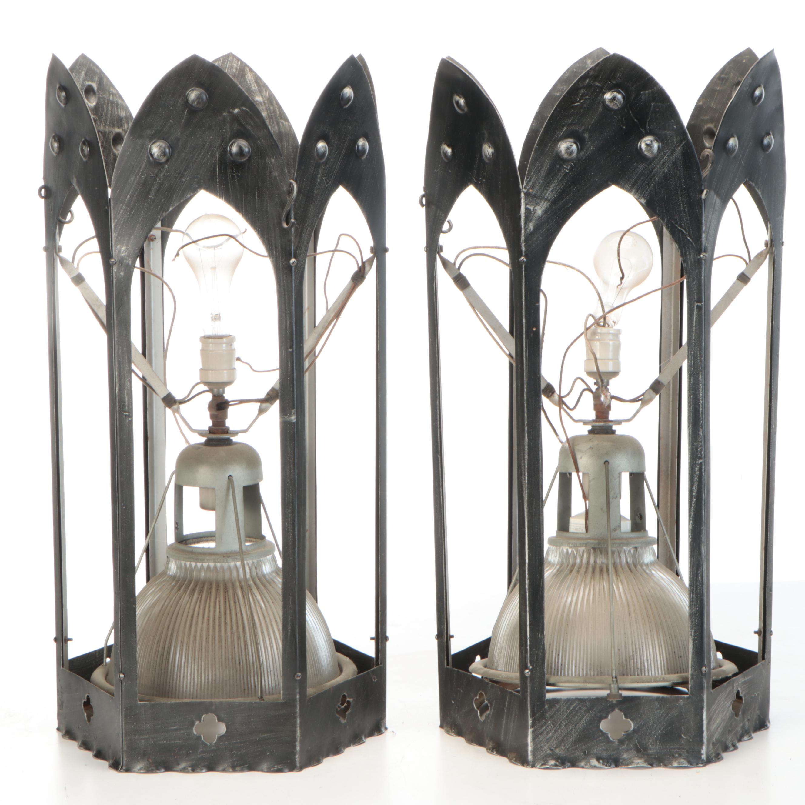 Gothic Revival Style Church Pendant Lights with Holophane Shades