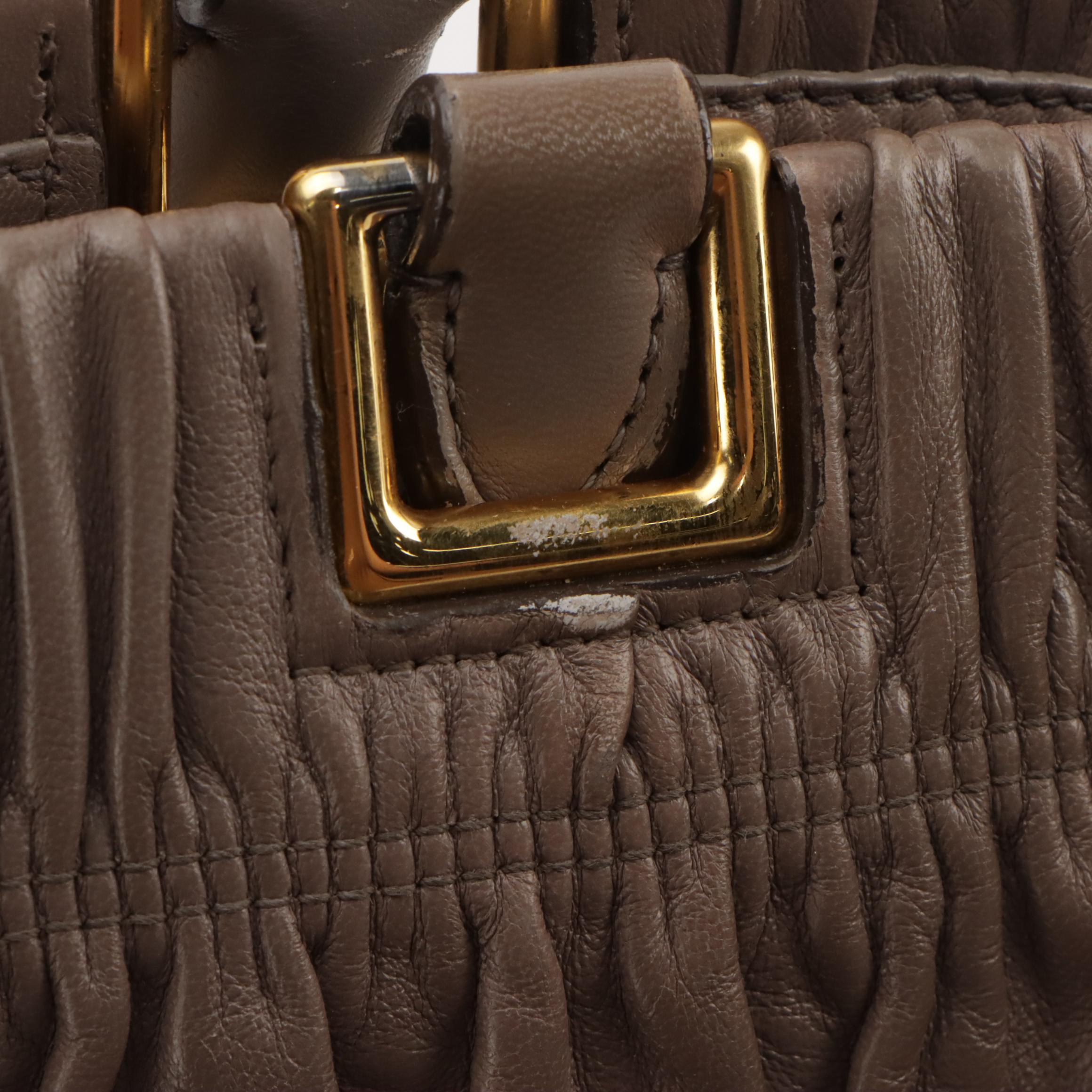 Prada Top Handle Tote in Stone Grey Gaufré Nappa Leather