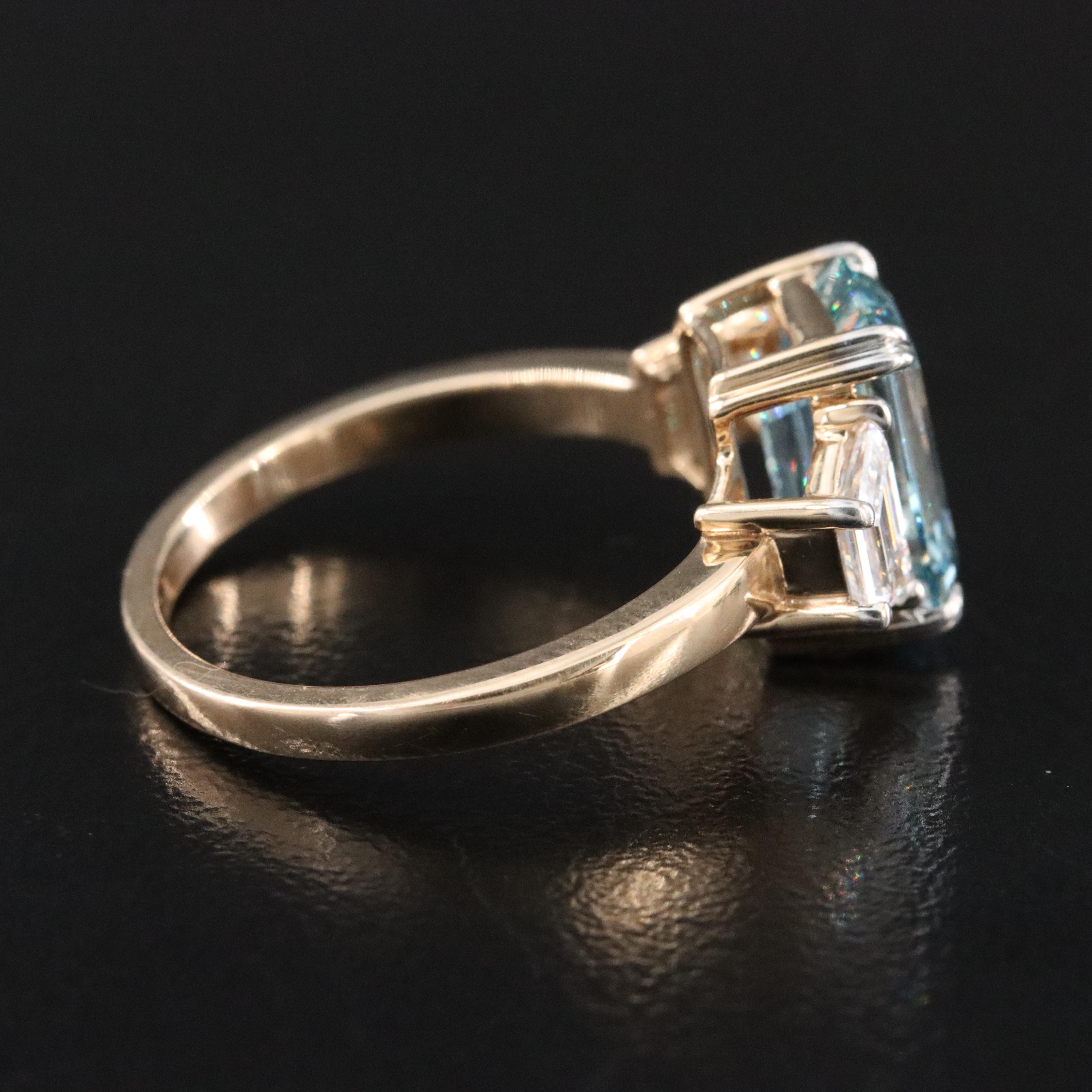 14K 3.69 CTW Lab Grown Diamond Ring with Fancy Blue Center and IGI Report