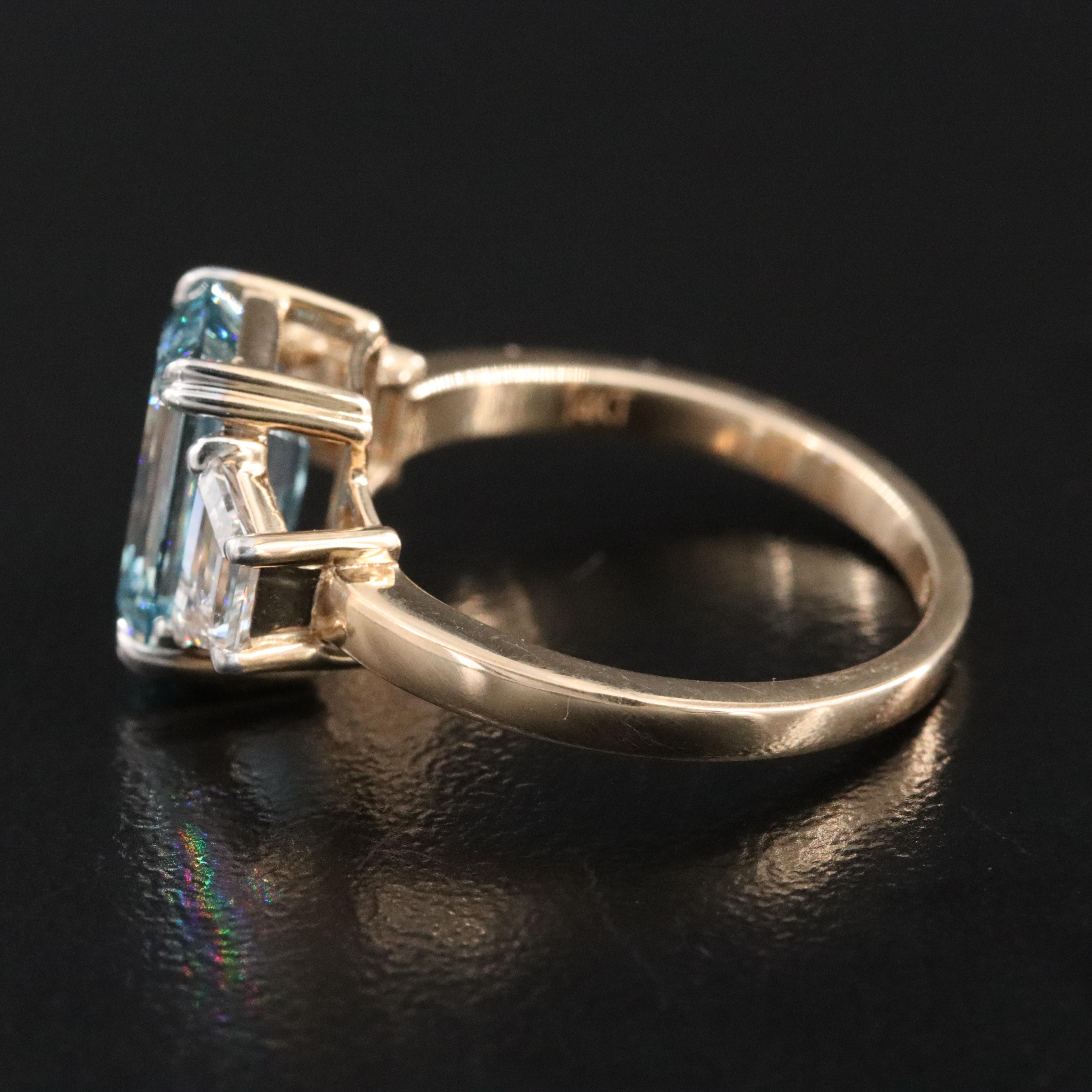 14K 3.69 CTW Lab Grown Diamond Ring with Fancy Blue Center and IGI Report