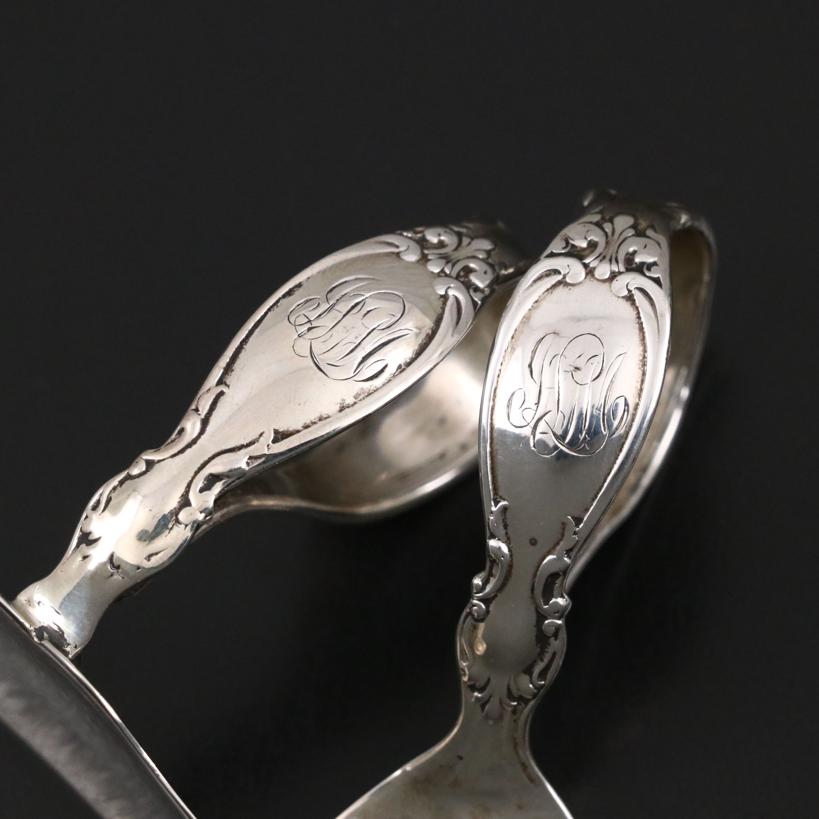 Reed & Barton Sterling Baby Food Spoon and Pusher with Monogrammed Cups