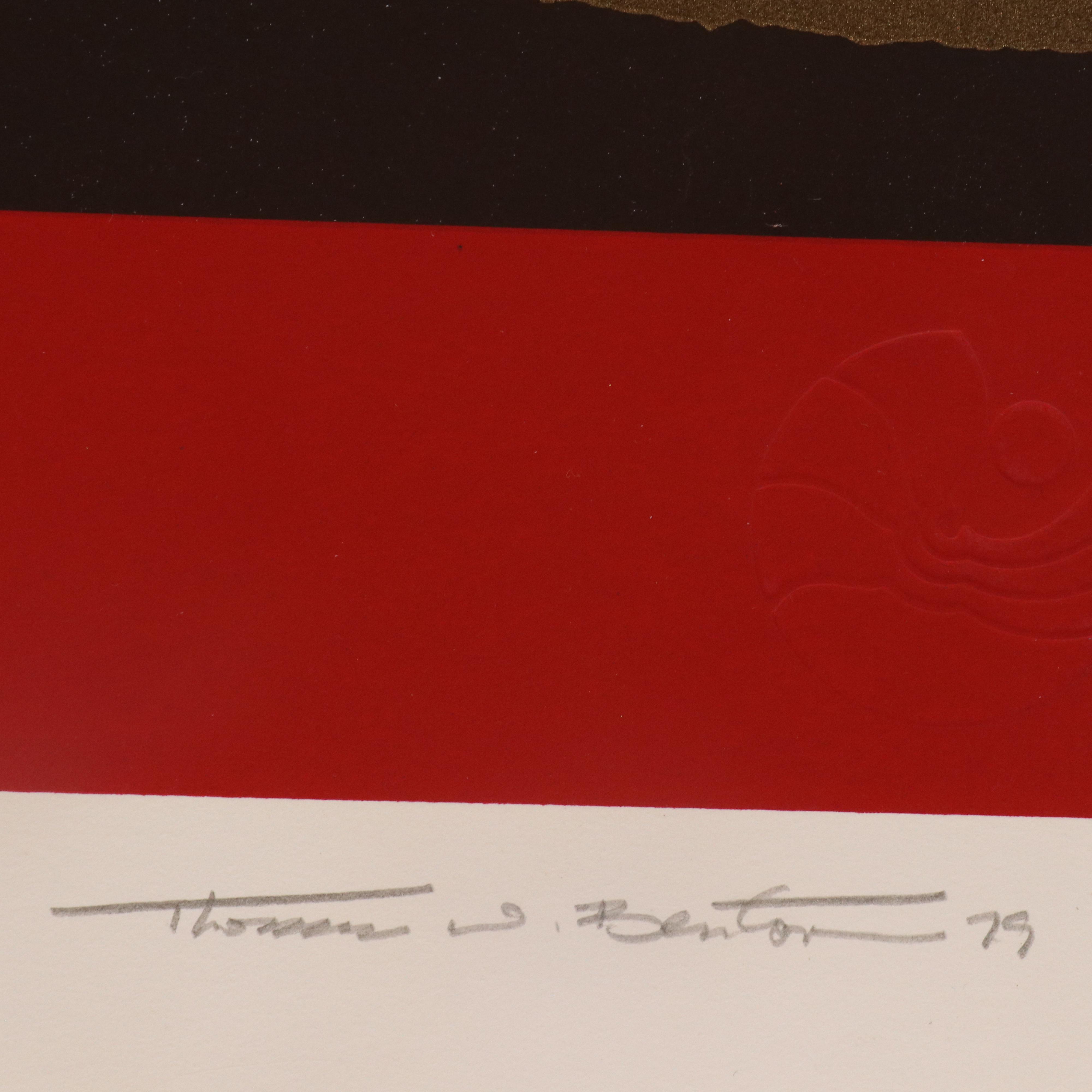 Thomas Whelan Benton Abstract Serigraph "Golden Waves," 1979