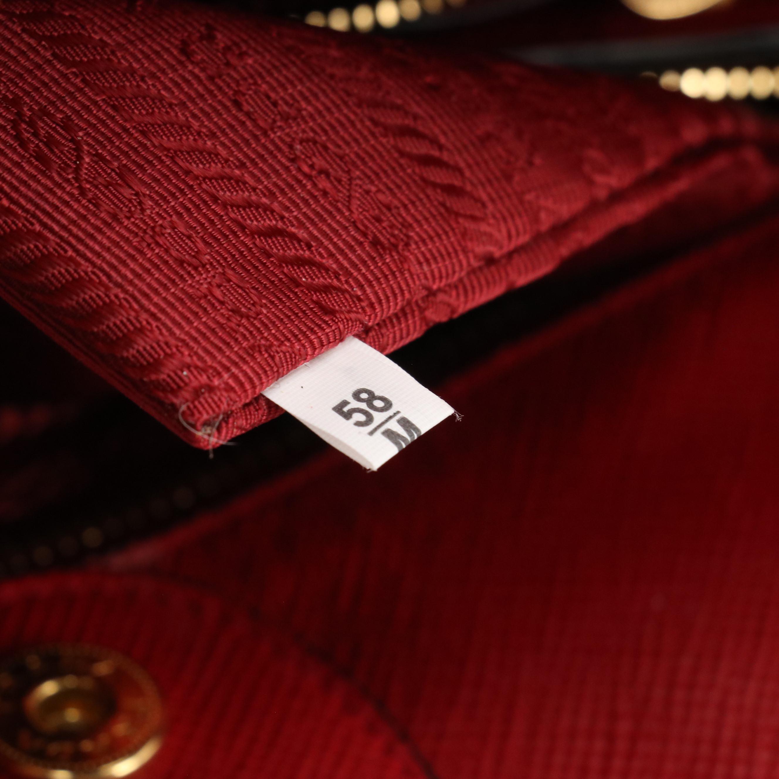 Prada Front Pocket Two-Way Tote in Red Grained Leather