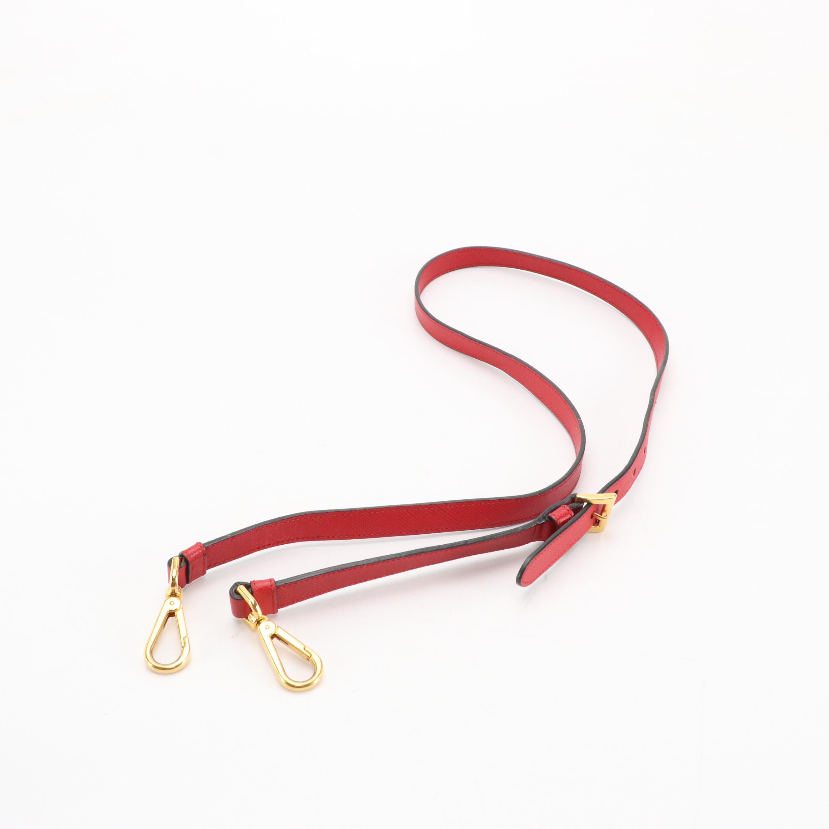 Prada Front Pocket Two-Way Tote in Red Grained Leather