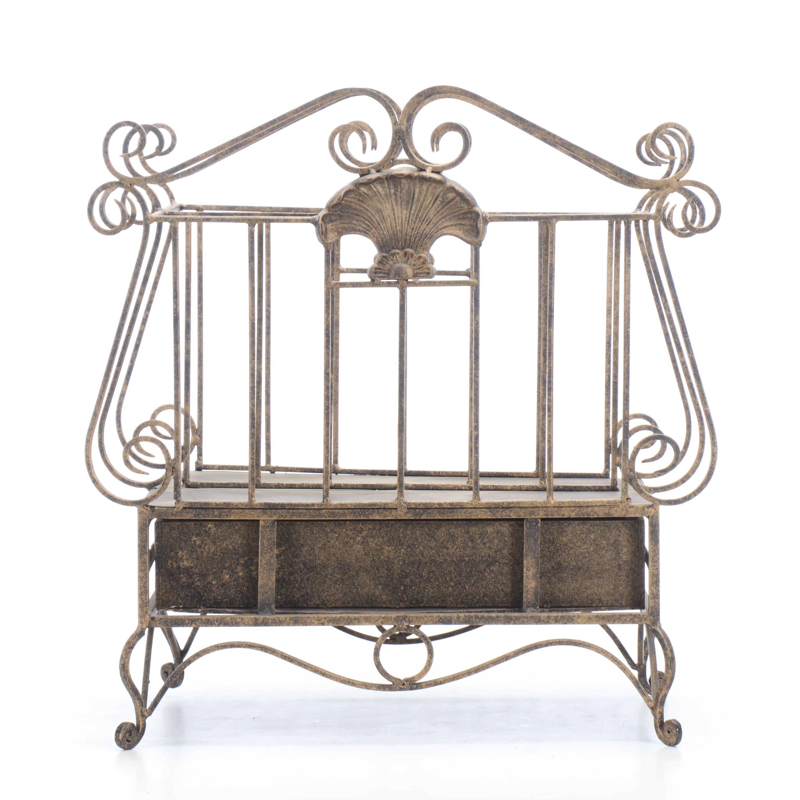 Metal Magazine Rack with Drawer