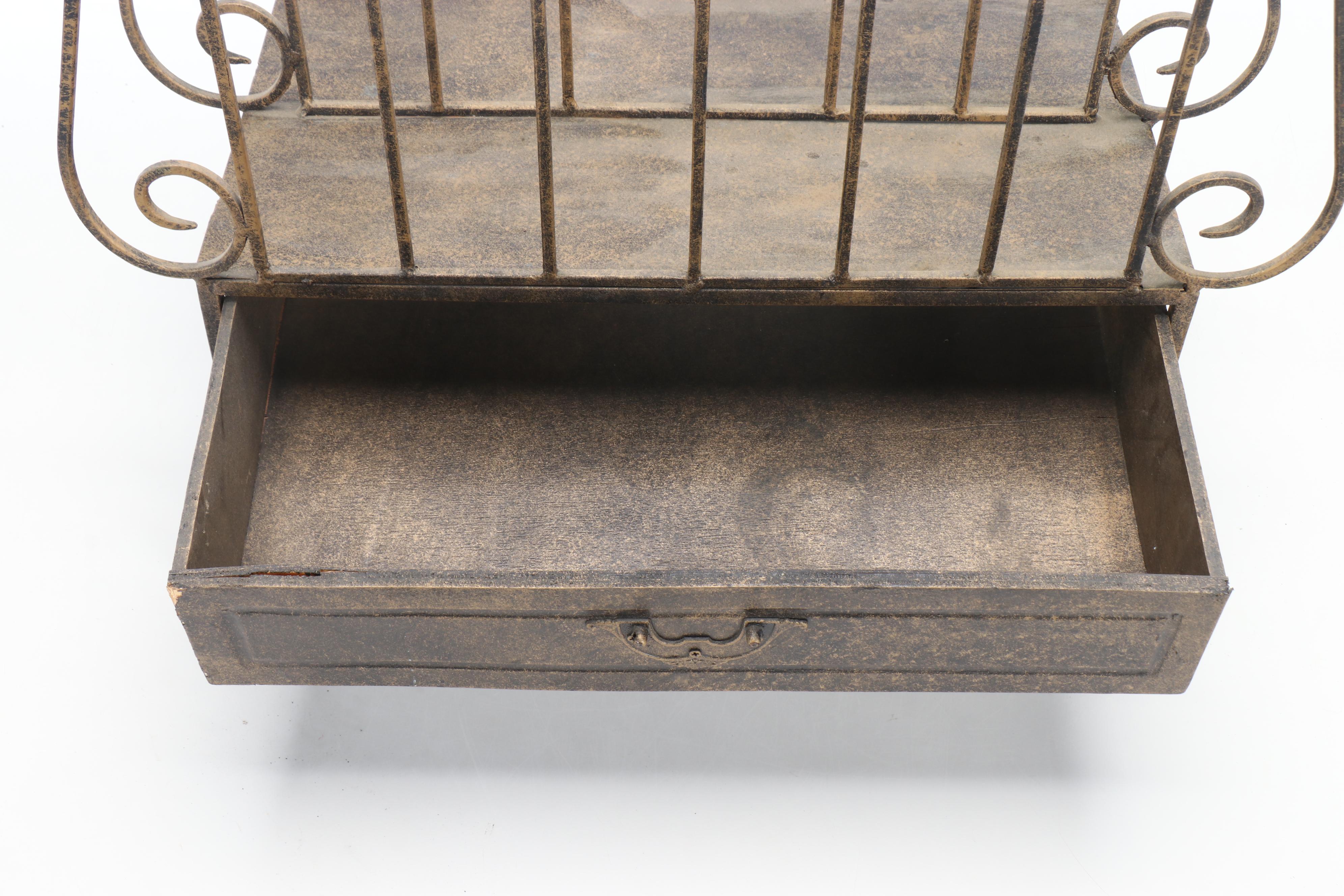 Metal Magazine Rack with Drawer