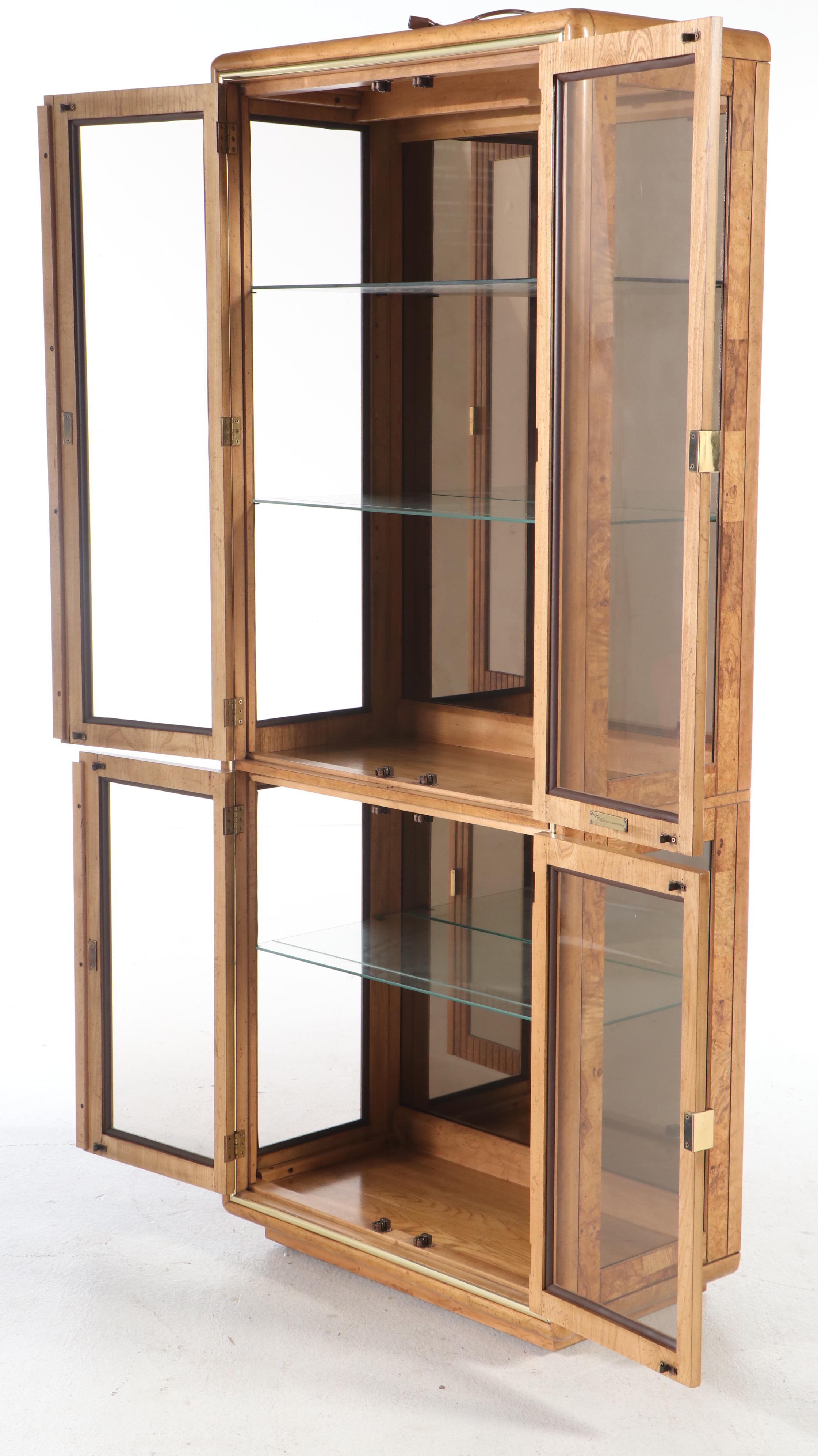 American of Martinsville Burl Wood Curio Cabinet